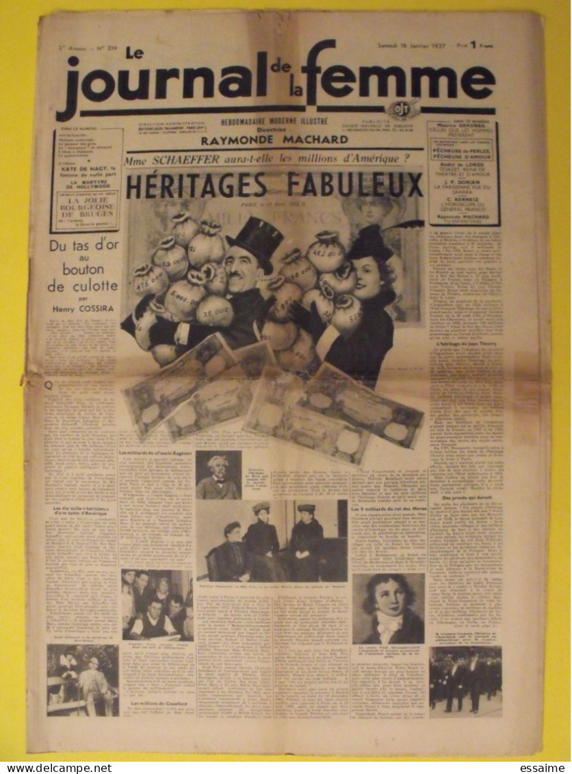 6 N° De Le Journal De La Femme De 1937. Revue Féminine Raymonde Machard Van Der Meersch Vote Des Femmes - 1900 - 1949