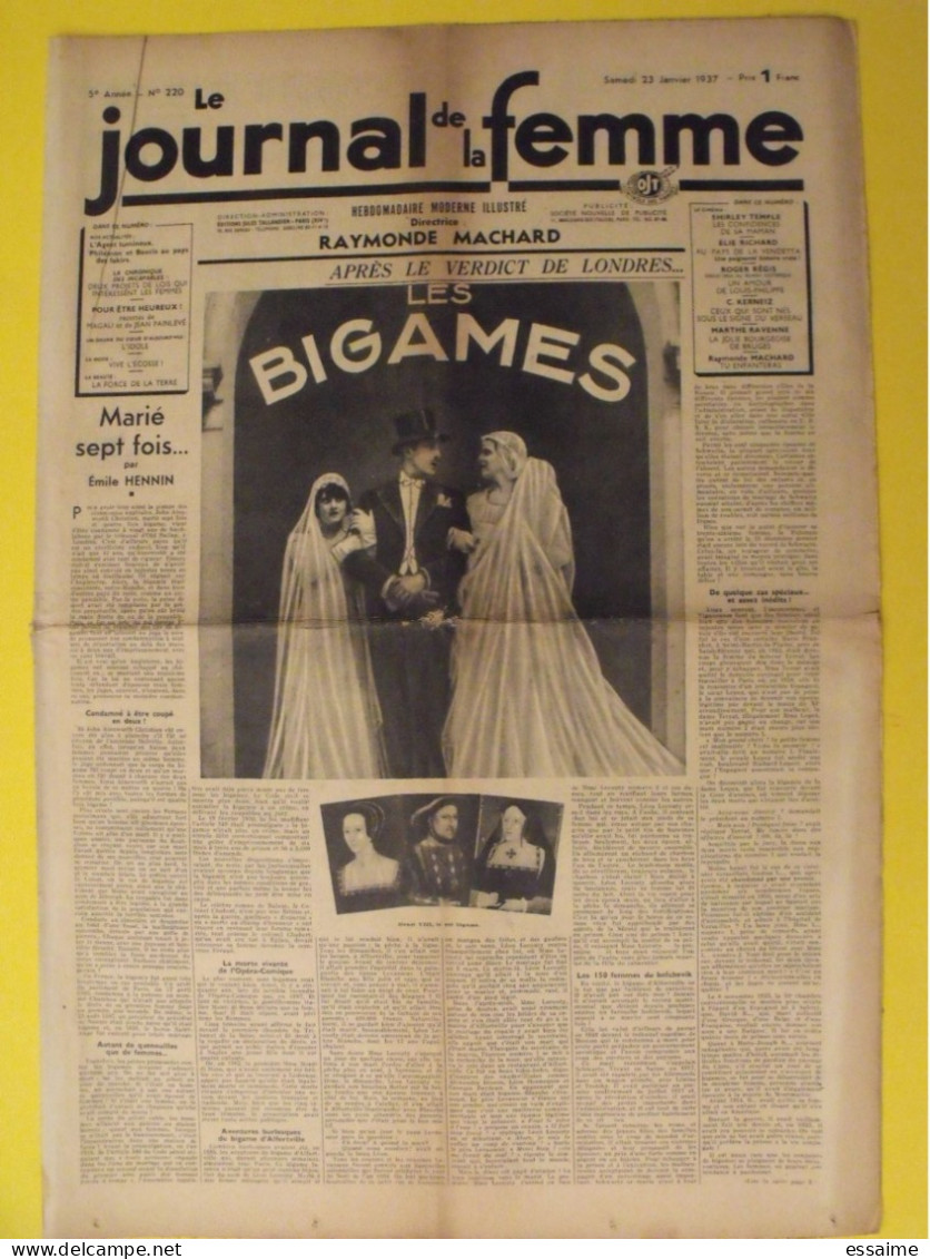 6 N° De Le Journal De La Femme De 1937. Revue Féminine Raymonde Machard Van Der Meersch Vote Des Femmes - 1900 - 1949