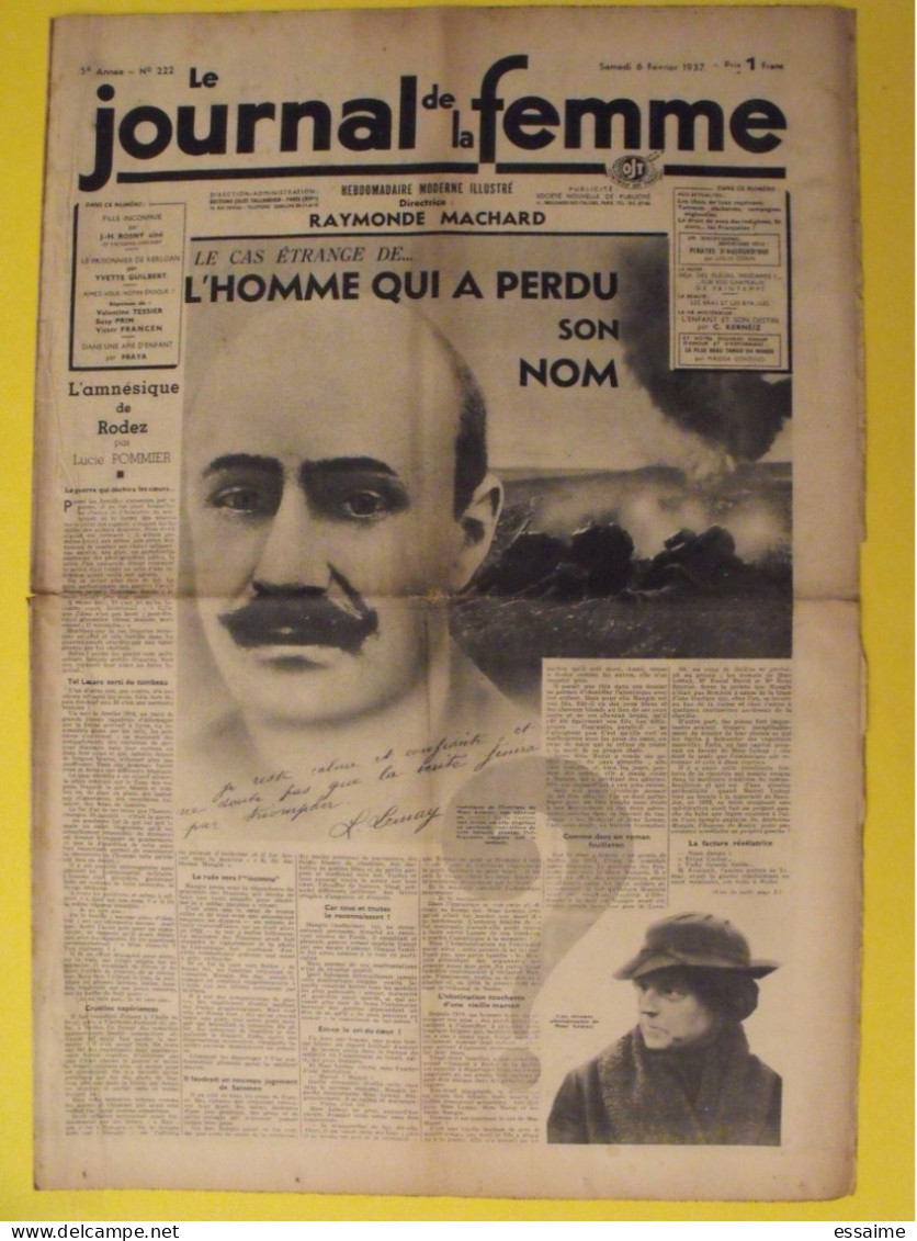 6 n° de Le journal de la femme de 1937. revue féminine Raymonde Machard Van der Meersch vote des femmes