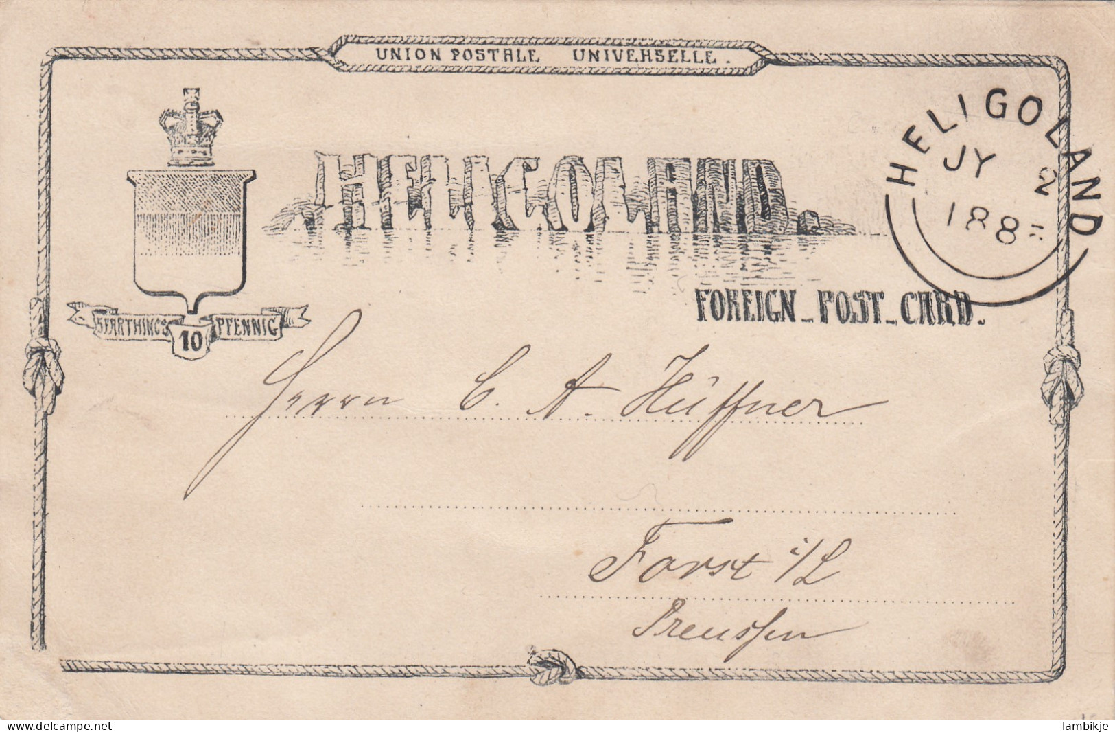 AD Heligoland Postkarte 1883 - Heligoland