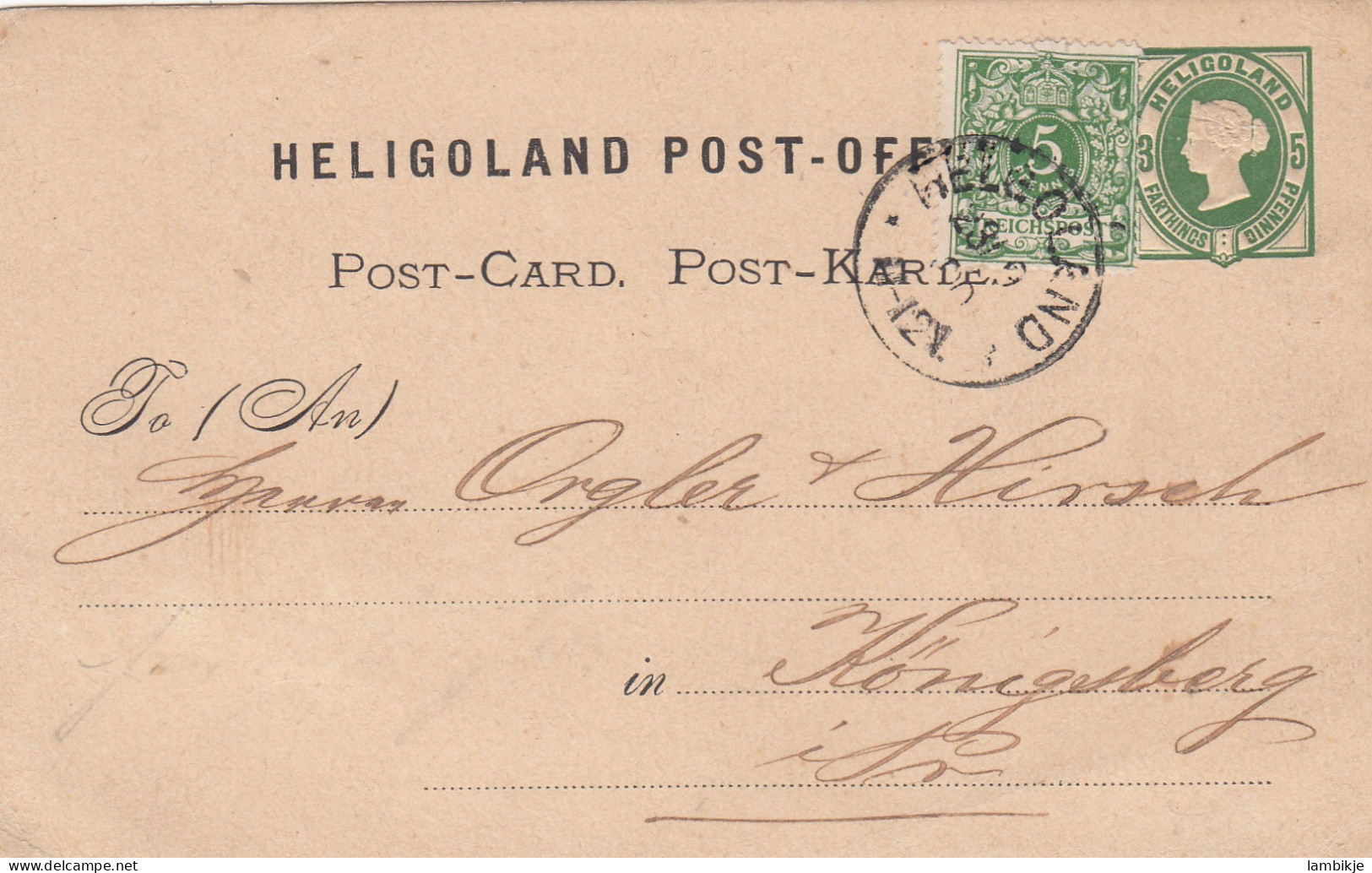 AD Heligoland Postkarte 1878 - Heligoland