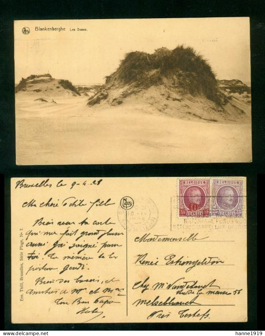 Blankenberge Les Dunes Briefstempel 1928 Blankenberghe Htje - Blankenberge