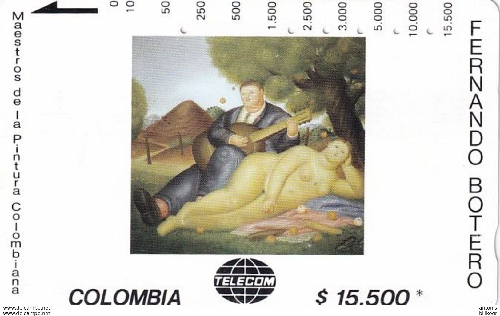 COLOMBIA(Tamura) - Concierto Campestre, Painting/Fernando Botero, Tirage 10000, Used - Colombie