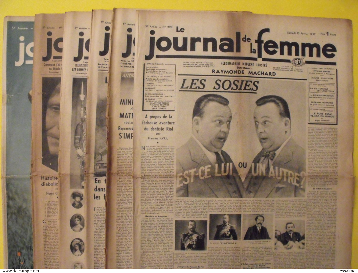6 N° De Le Journal De La Femme De 1937. Revue Féminine Raymonde Machard Sosies Jean Servais Madagascar Sanatoria - 1900 - 1949