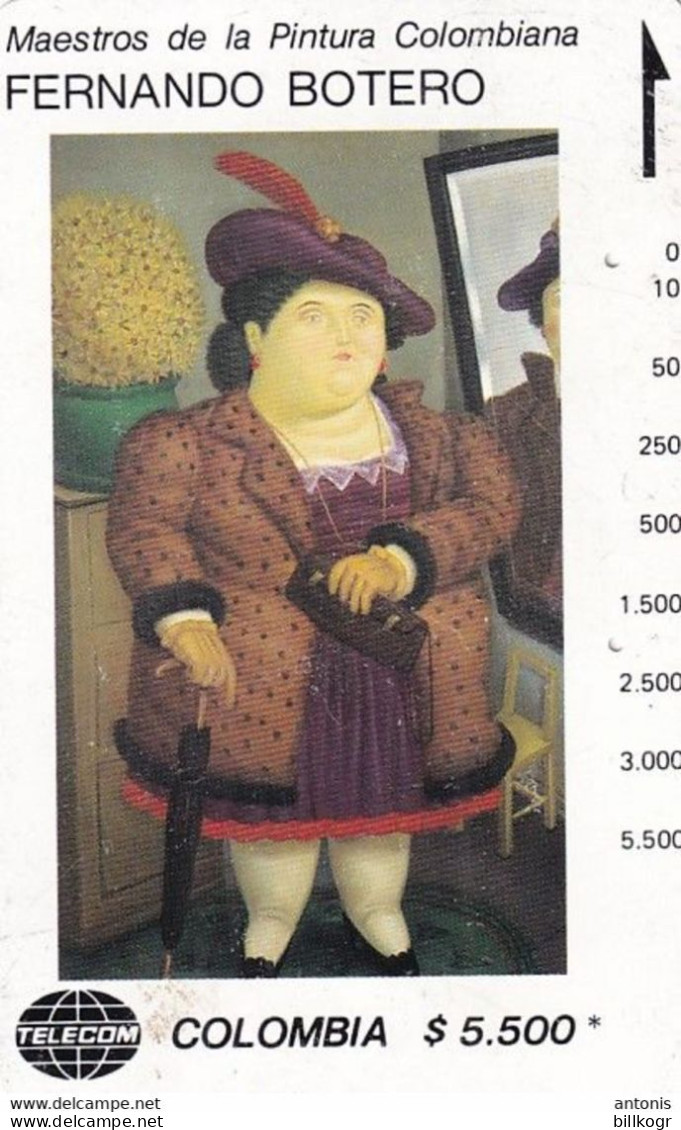 COLOMBIA(Tamura) - Mujer Con Abrigo De Piel, Painting/Fernando Botero, Tirage 19000, Used - Kolumbien