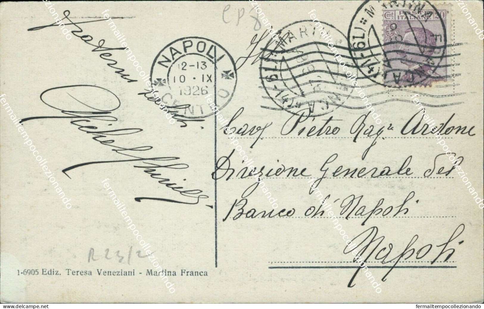 Cp8 Cartolina Martina Franca Valle D'idria Provincia Di Taranto Puglia 1926 - Taranto