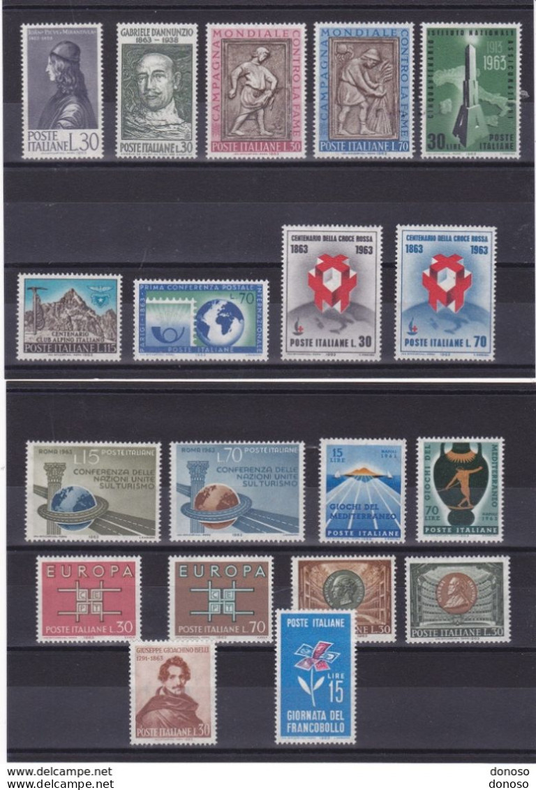 ITALIE 1963 Année Complète Yvert 882-900 NEUF** MNH Cote : 7,45 Euros - 1961-70: Mint/hinged