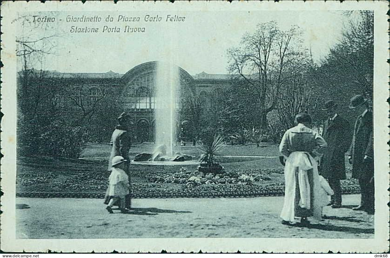 TORINO - GIARDINETTO DA PIAZZA CARLO FELICE / STAZIONE FERROVIARIA PORTA NUOVA - EDIZ. G.V.T. - SPEDITA 1918 (20459) - Stazione Porta Nuova