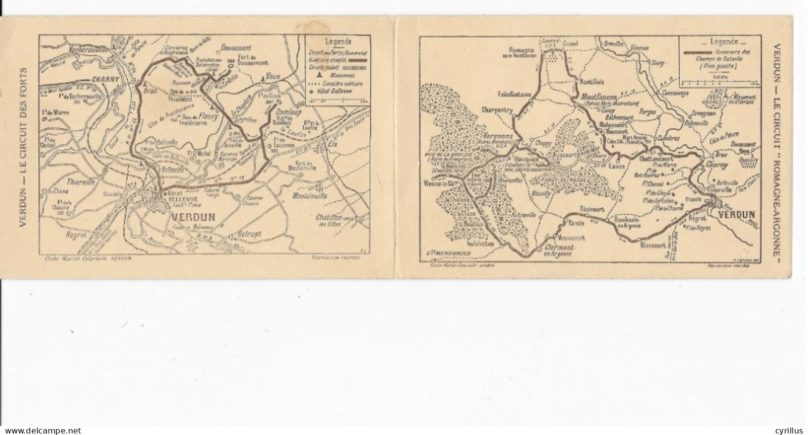 CPA  DOUBLE - VERDUN - HOTEL BELLEVUE - CIRCUIT DES FORTS - Verdun