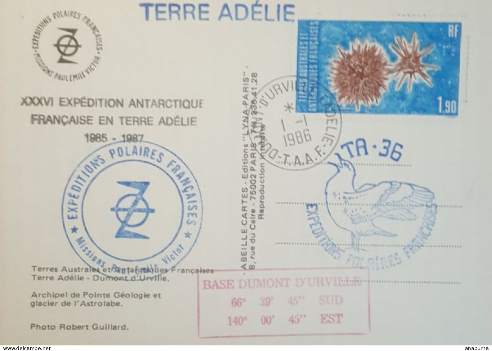 Carte Postale EPF Terre Adélie, Missions PEV, Base Dumont D'Urville, TA 36, Pointe Géologie - Cartas & Documentos