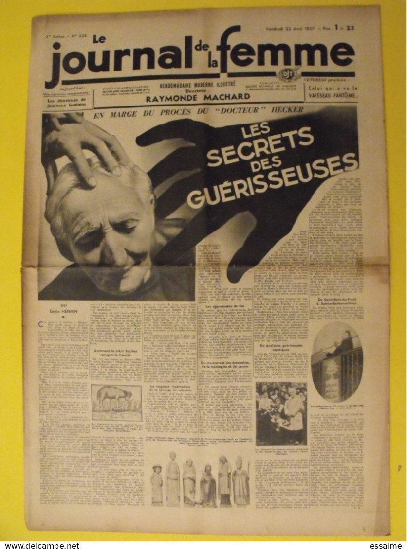 6 n° de Le journal de la femme de 1937. revue féminine Raymonde Machard infirmières guérisseuses enfants naturels