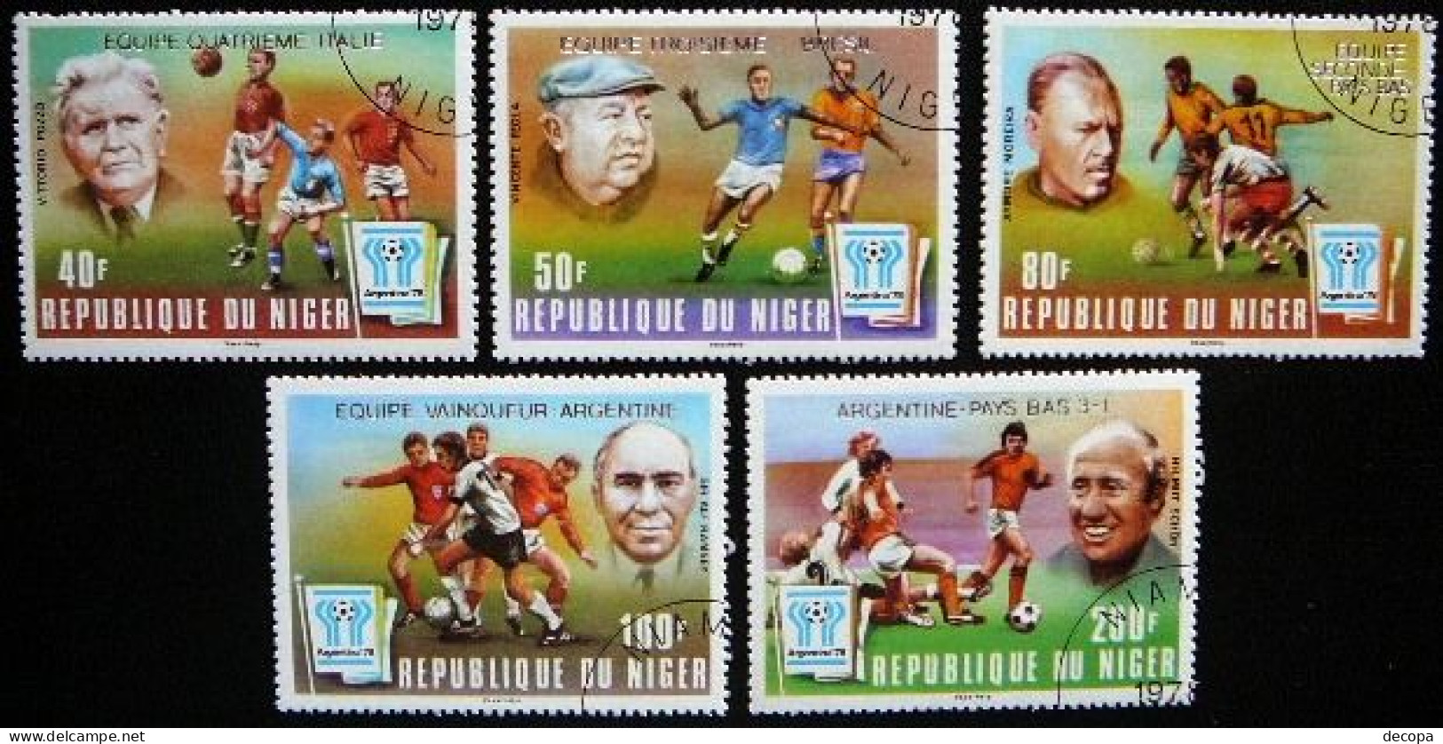 (dcbv-805)   Niger    Mi 639-43   Yv  457-61   Silver Overprint  1978 - 1978 – Argentine