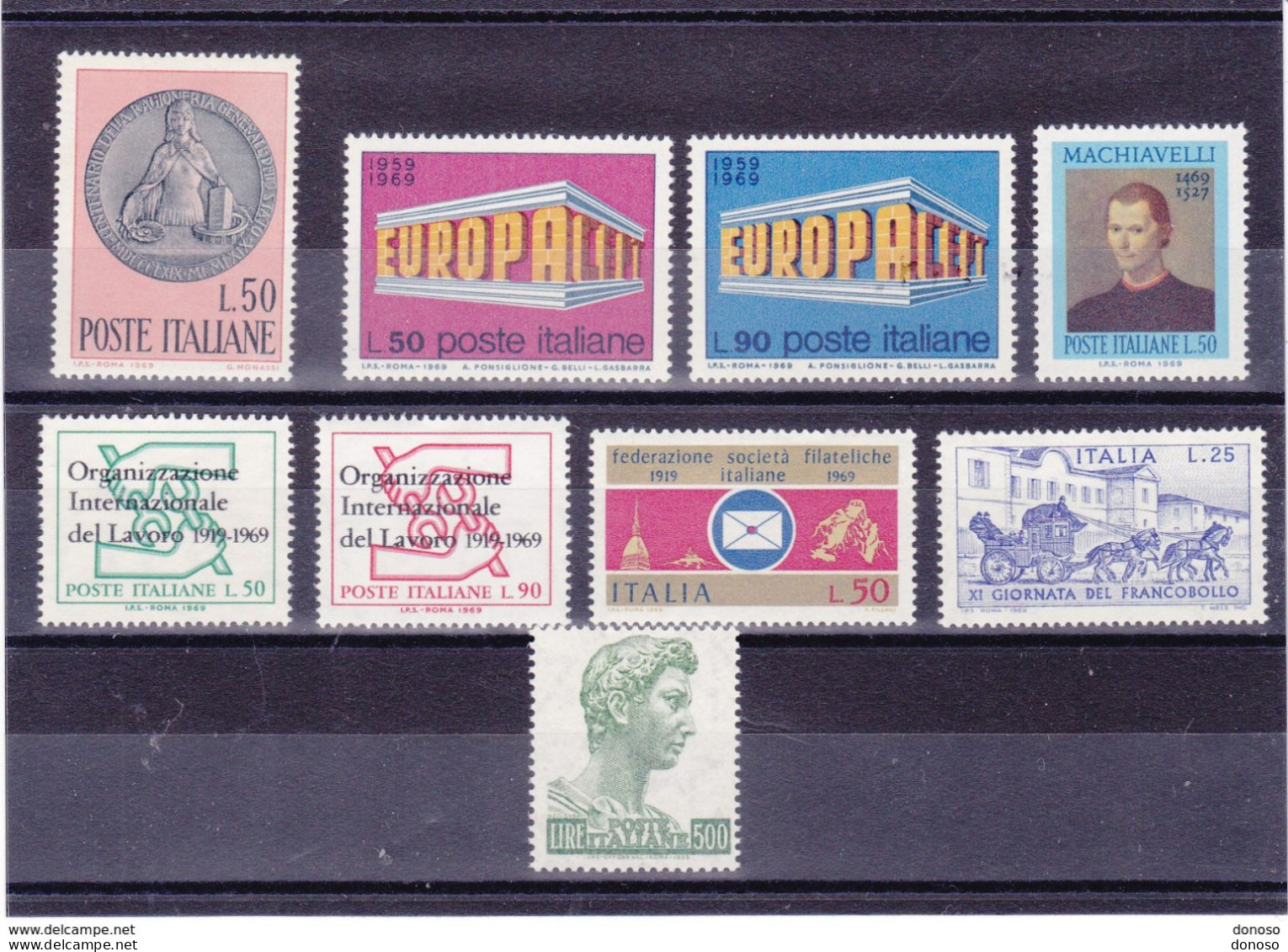 ITALIE 1969 Année Complète Yvert  738a +1033-1040 NEUF** MNH Cote : 5,10 Euros - 1961-70: Mint/hinged