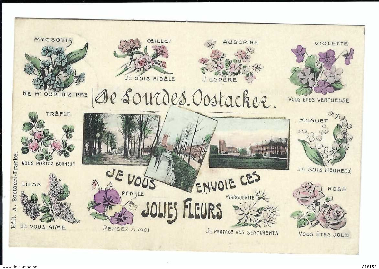 Oostakker   De Lourdes -oostacker  JE VOUS ENVOIE CES JOLIES FLEURES  1908  Marco Marcovici - Gent