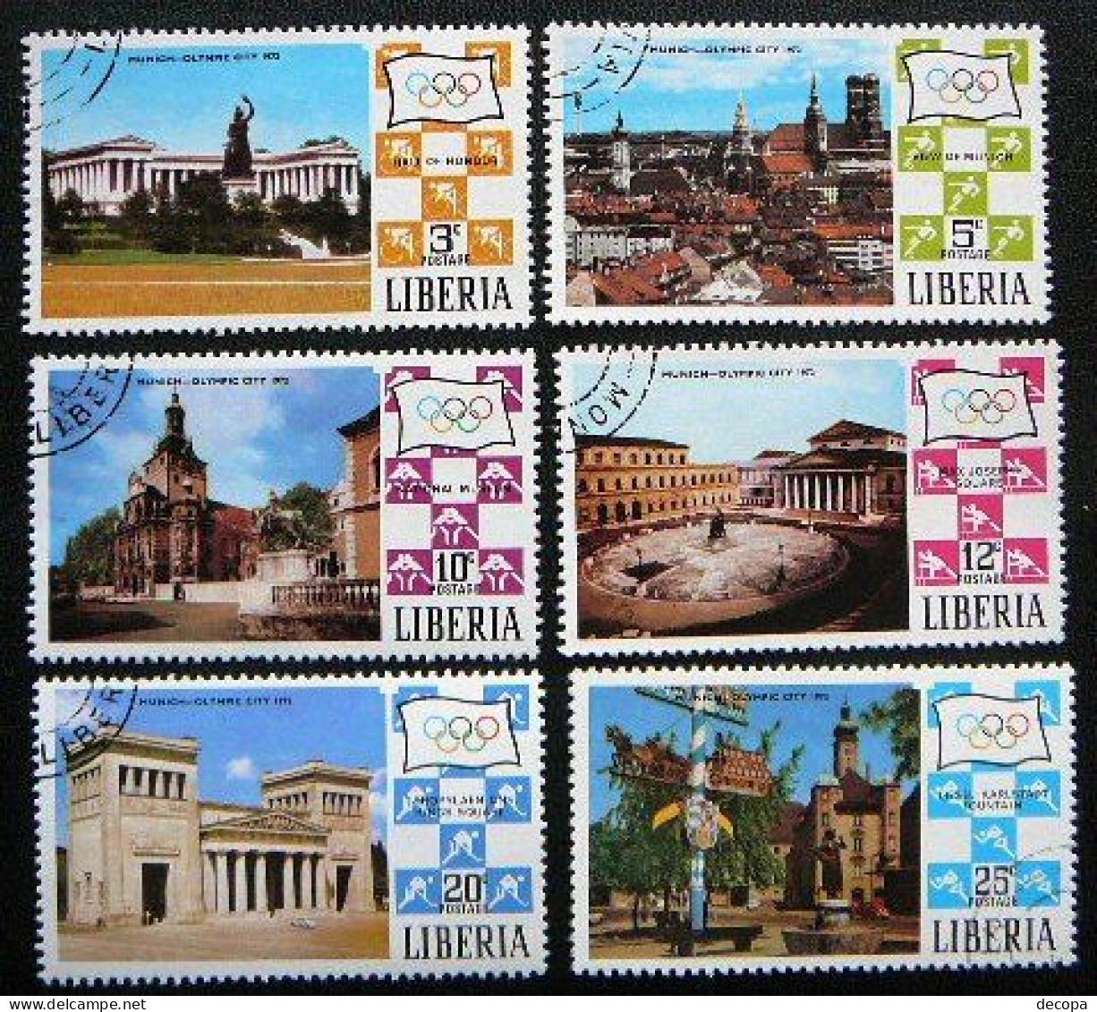 (dcos-162)  Liberia   1971    Mi  786-91    Yv  528-33 - Verano 1972: Munich