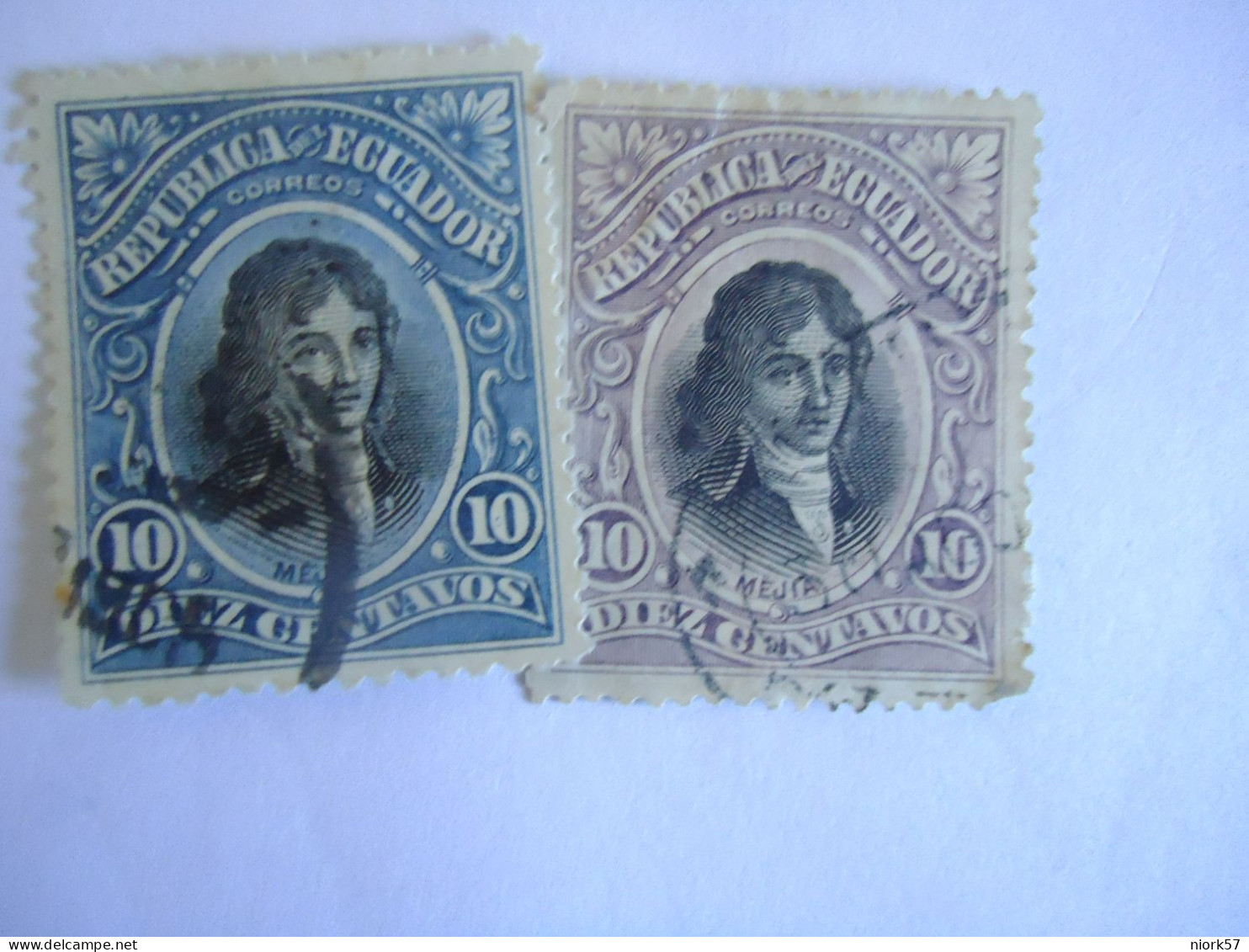 ECUADOR  USED   2  STAMPS  FAMOUS PEOPLES MEJIA - Equateur