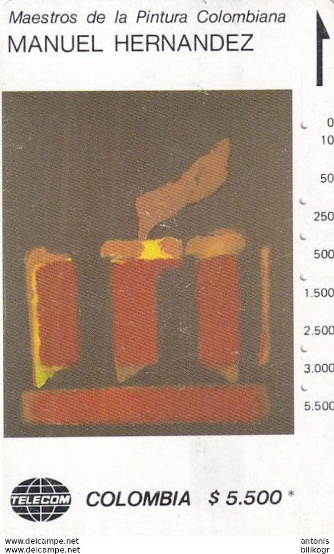 COLOMBIA(Tamura) - Signo Tres Rojos, Painting/Manuel Hernandez, Tirage 20000, Used - Colombia