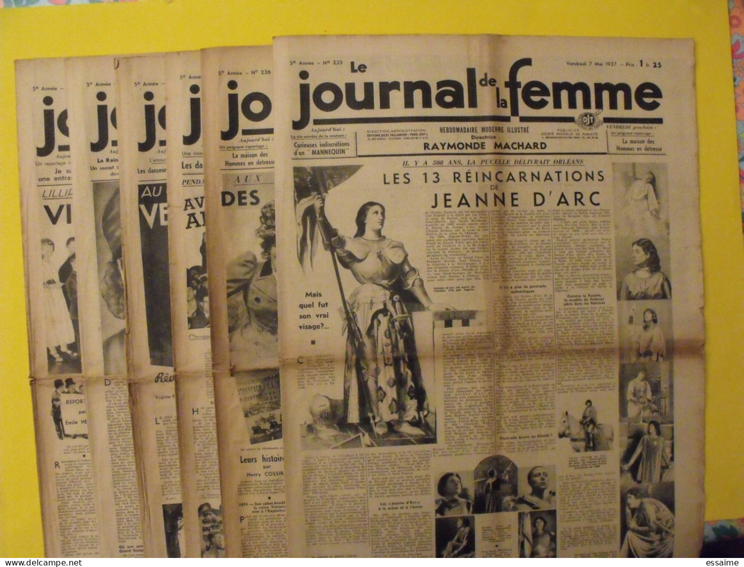 6 N° De Le Journal De La Femme De 1937. Revue Féminine. Jeanne D'arc Mannequin Jongleur Candé Entraineuse Nain - 1900 - 1949