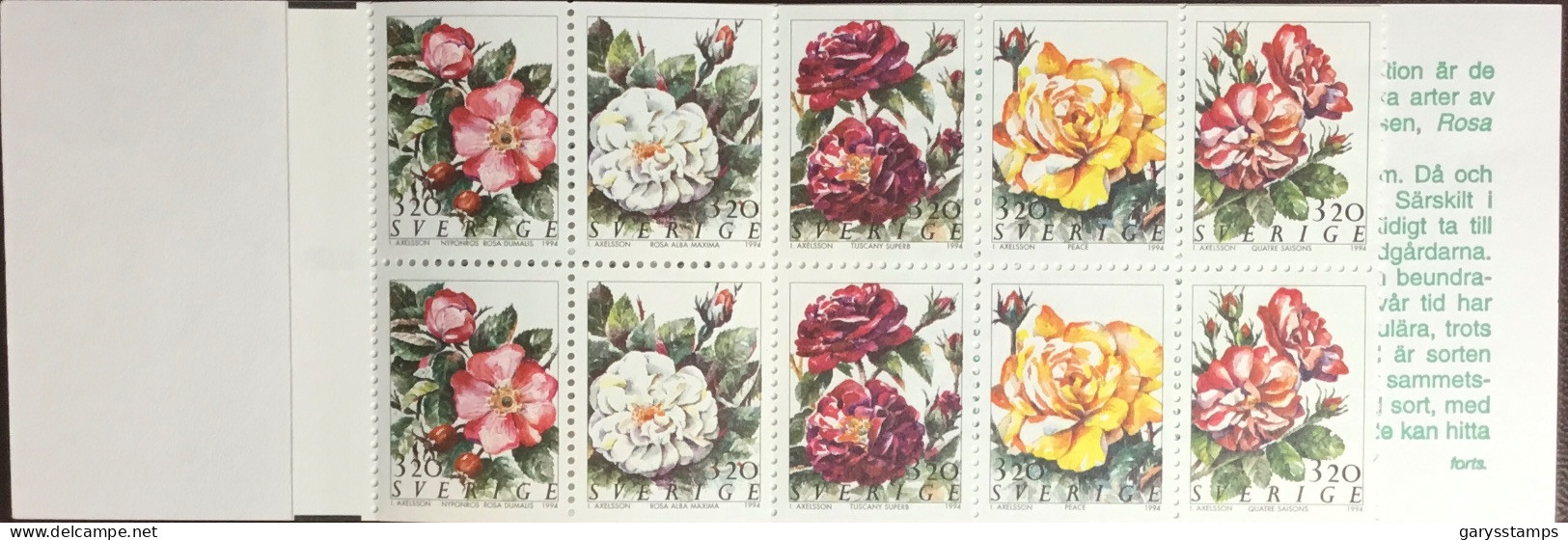 Sweden 1994 Roses Flowers Booklet Unused - Roses