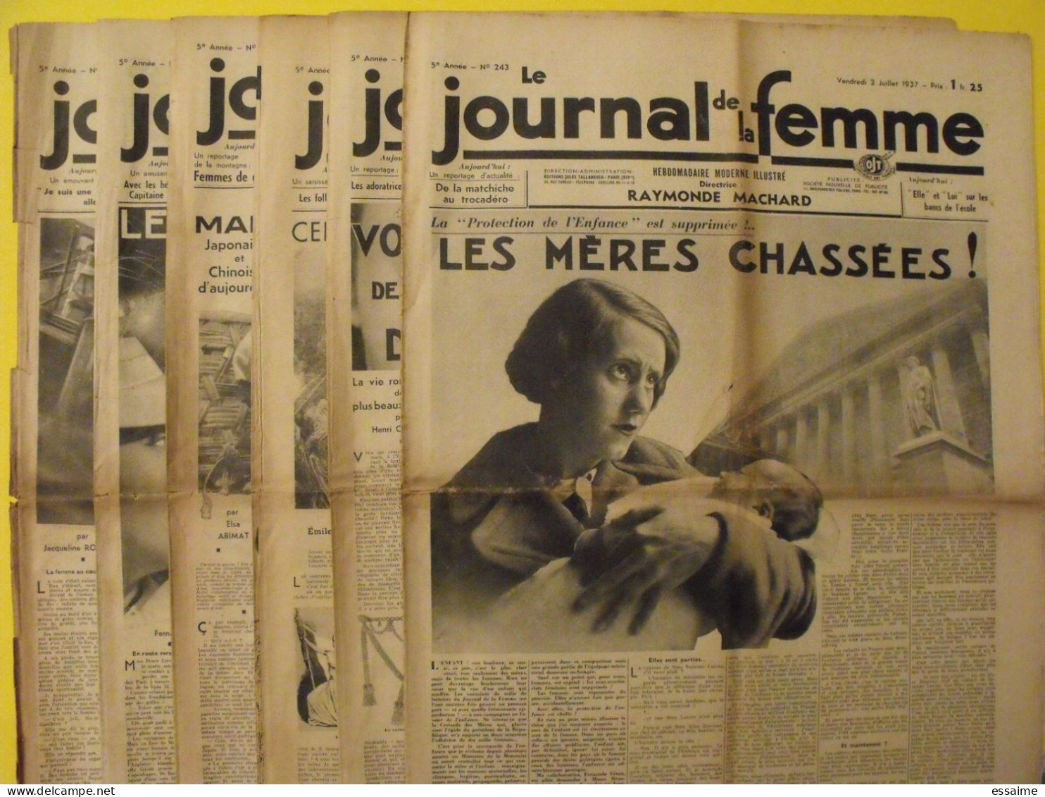 6 N° De Le Journal De La Femme De 1937. Revue Féminine. Protection De L'enfance Japon Chine Esclave - 1900 - 1949