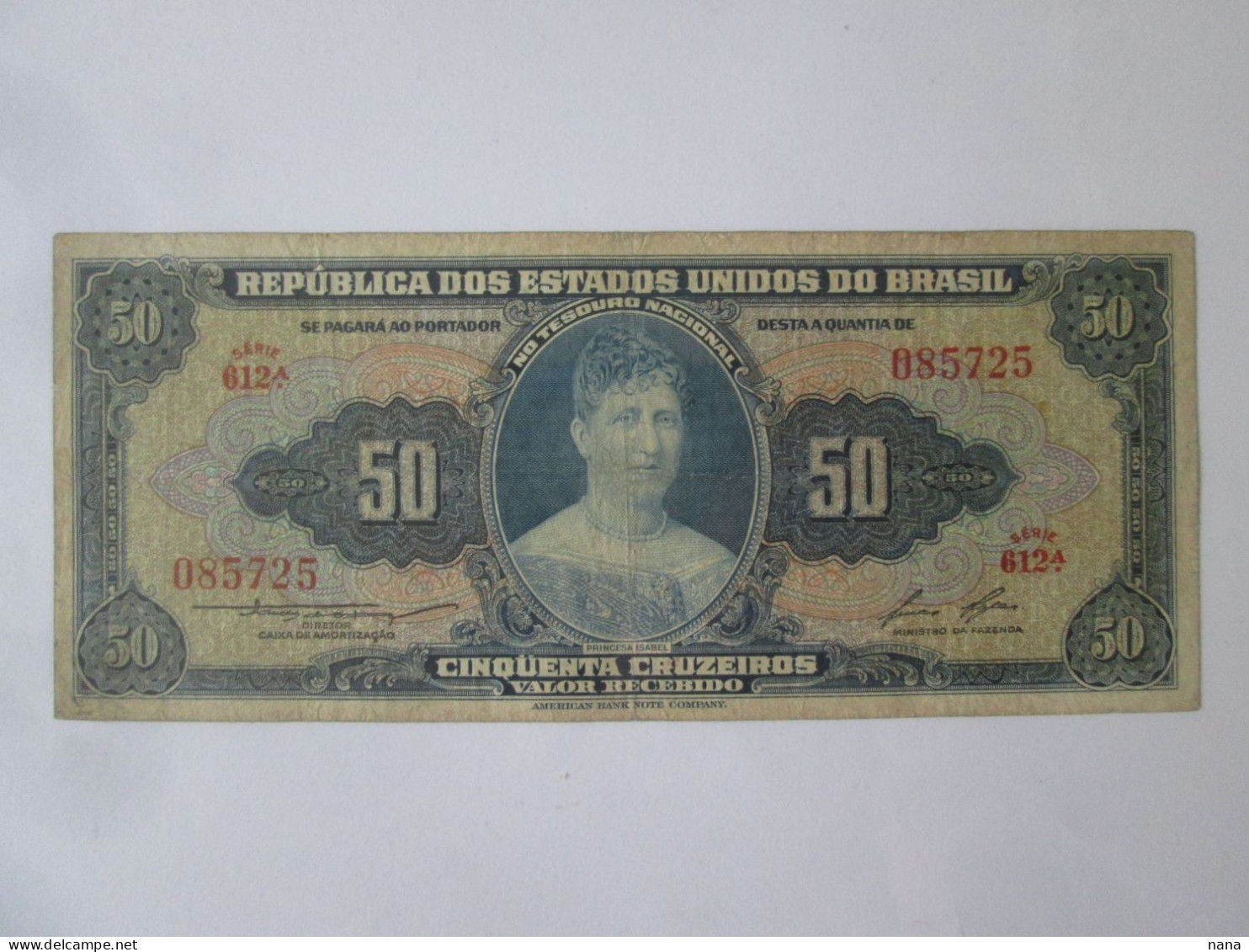 Rare! Brazil 50 Cruzeiros 1956 Banknote,see Pictures - Brazil