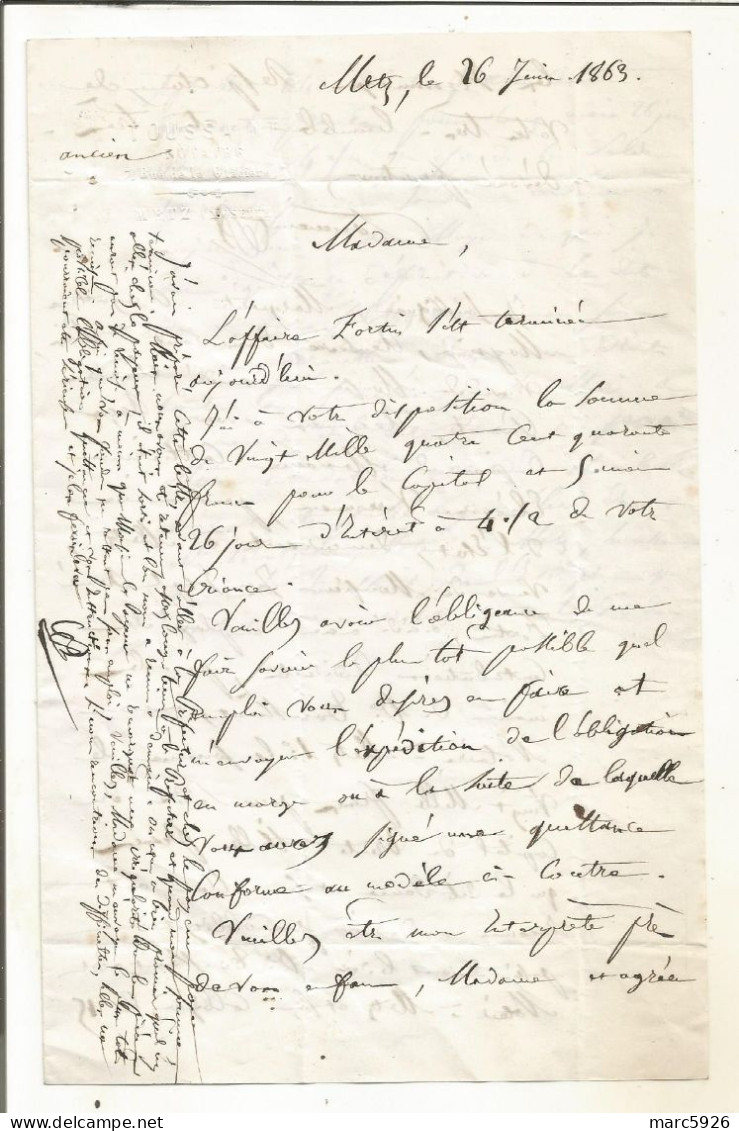 N°1717 ANCIENNE LETTRE DE TOUSSAINT A EUGENIE GALLICE DATE 1863 - Documentos Históricos