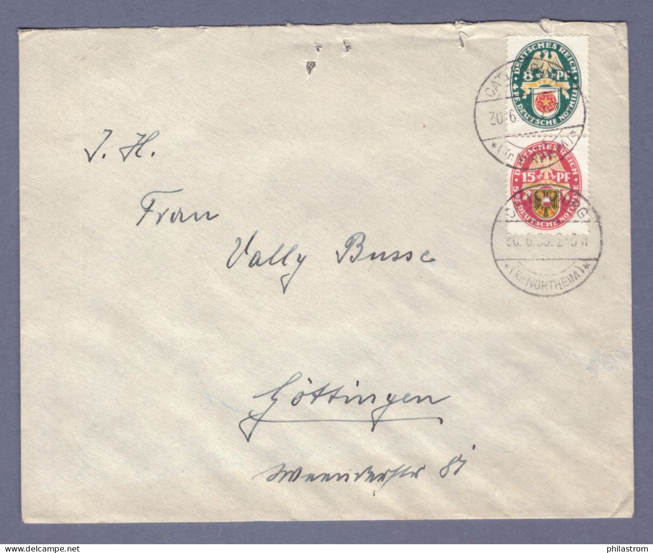 Weimar Brief - NOTHILFE 1929 - ZD Mi S68 - Catlenburg (Kr. Northeim) 30.6.30 --> Göttingen (CG13110-180) - Postzegelboekjes & Se-tenant