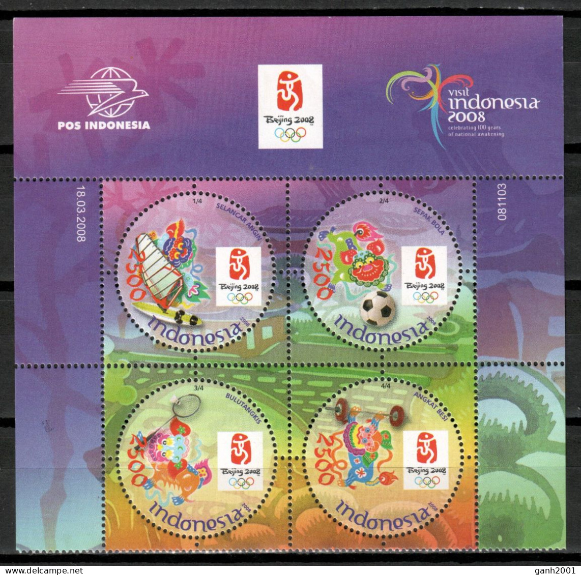 Indonesia 2008 / Olympic Games Beijing MNH Juegos Olímpicos Pekín Olympische Spiele / Cu20405  8-16 - Sommer 2008: Peking