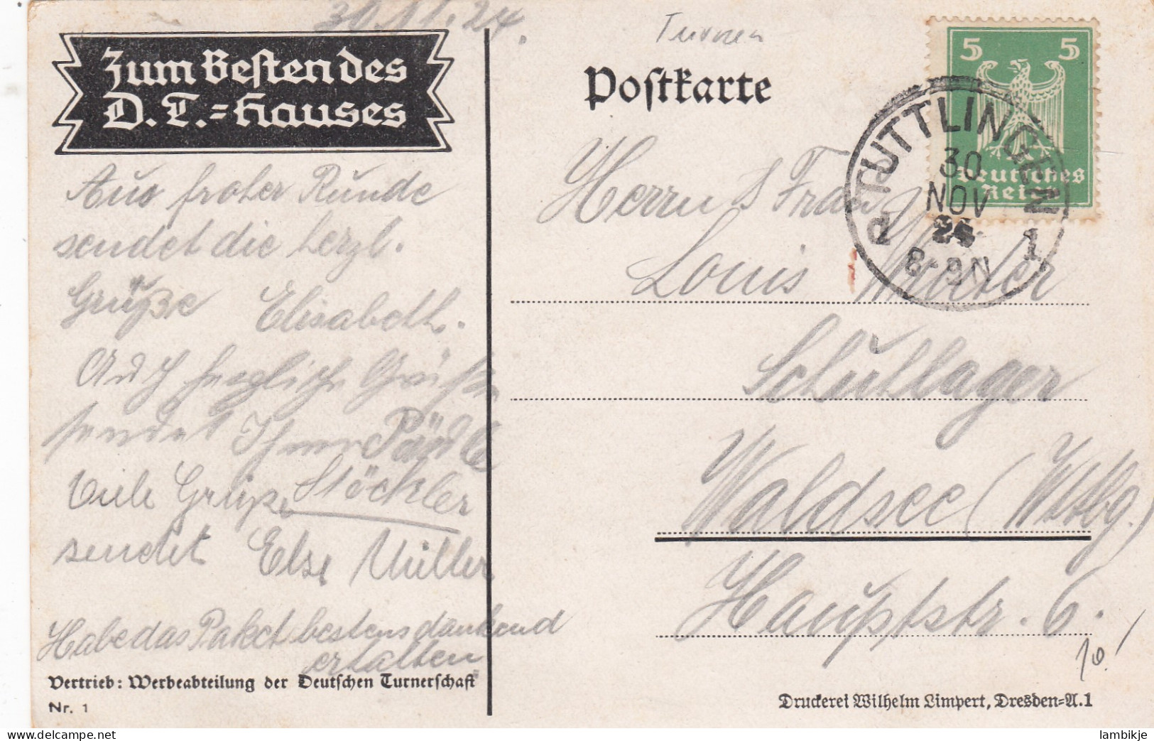 Deutsches Reich Privat Postkarte 1924 - Brieven En Documenten