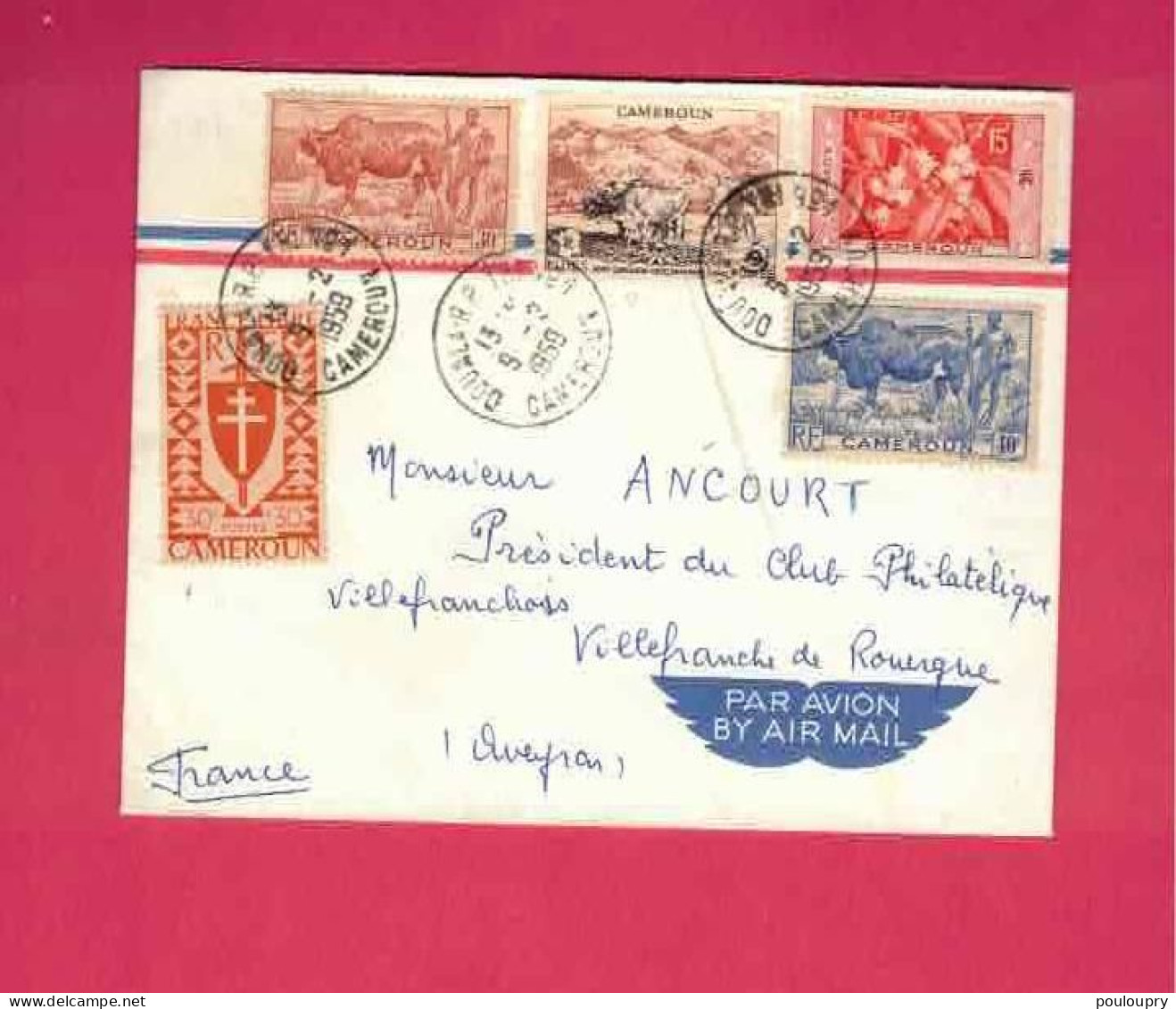 Lettre De 1959 Pour La France - YT N° 252, 277, 278, 300 Et 304 - Brieven En Documenten