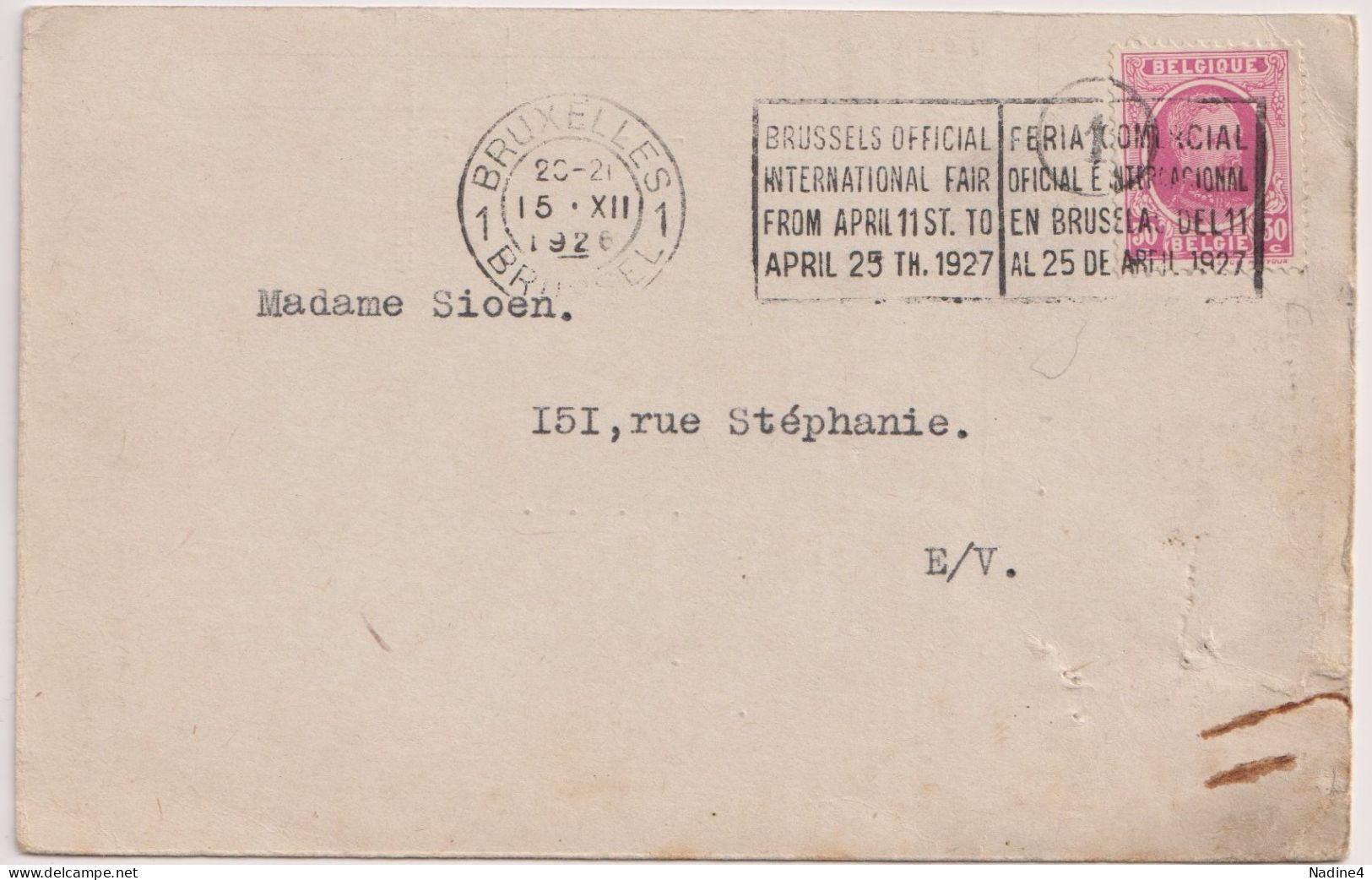 Briefkaart Carte Postale - J. Vanstraten & Cie Bruxelles 1926 - Cartes Postales 1909-1934
