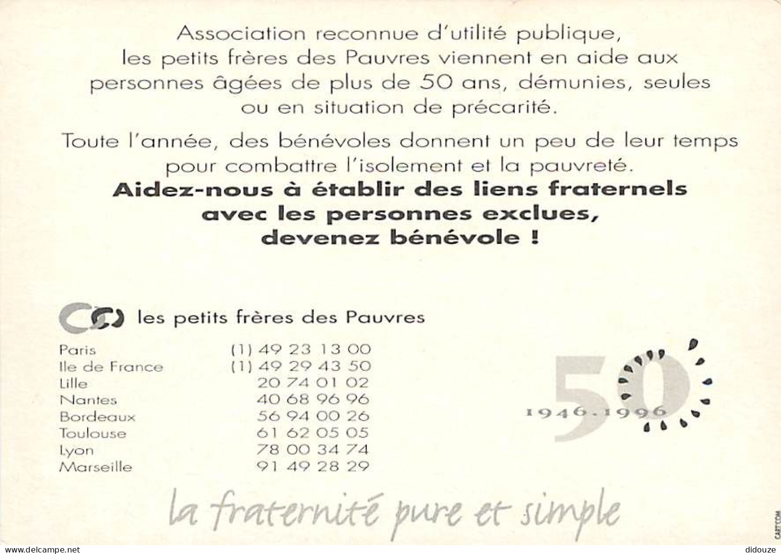 Publicite - Les Petits Frères Des Pauvres - Carte Neuve - CPM - Voir Scans Recto-Verso - Publicité