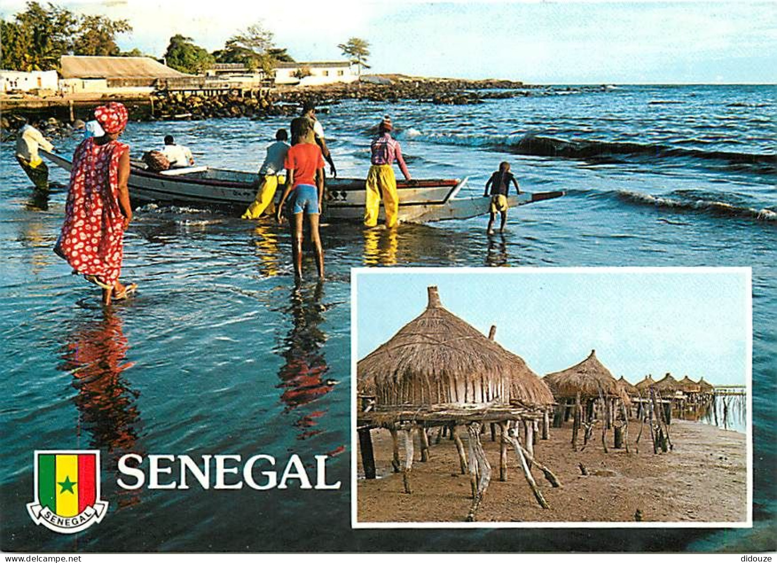 Sénégal - Multivues - Greniers à Mil Lacustres Et Piroguiers - CPM - Voir Scans Recto-Verso - Senegal