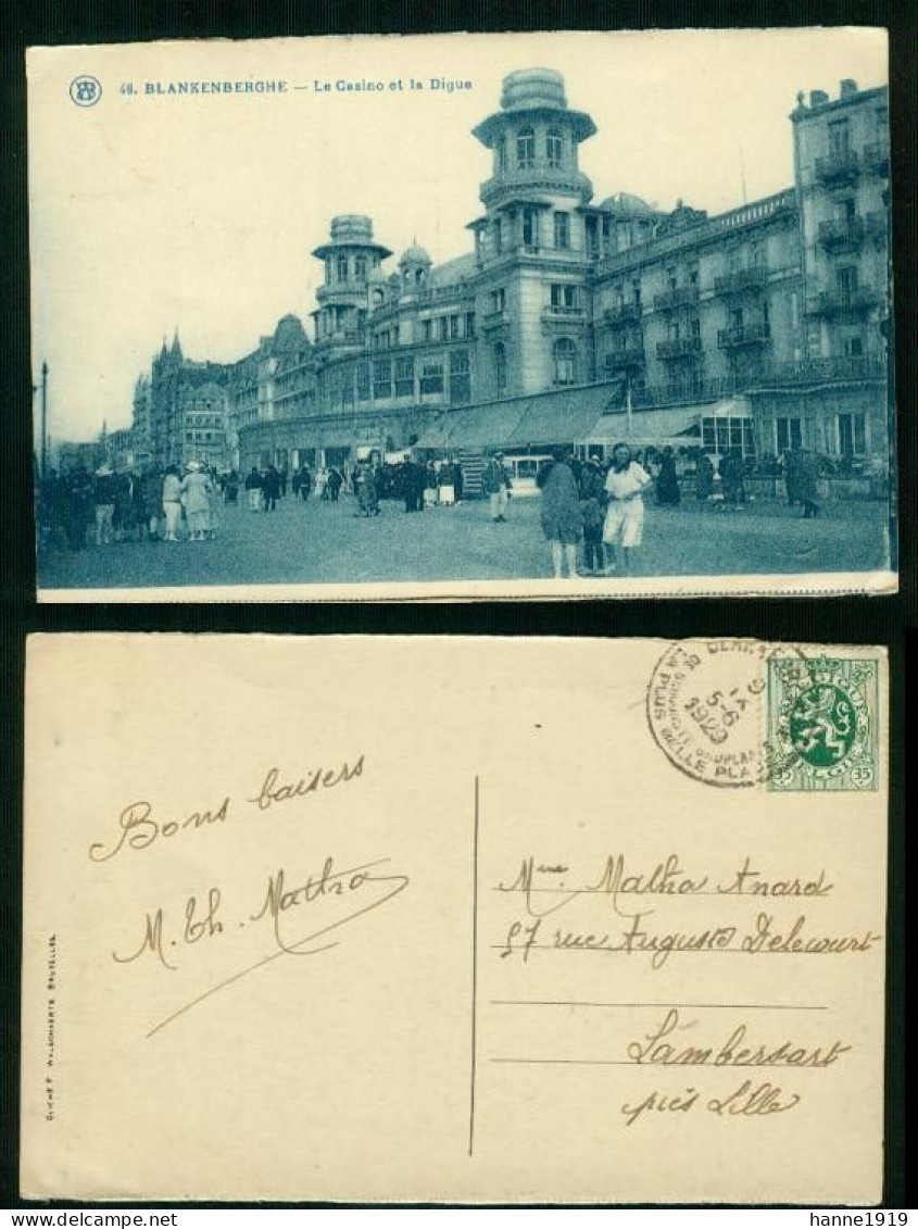 Blankenberge Le Casino Et La DIgue Briefstempel 1929 Blankenberghe Htje - Blankenberge