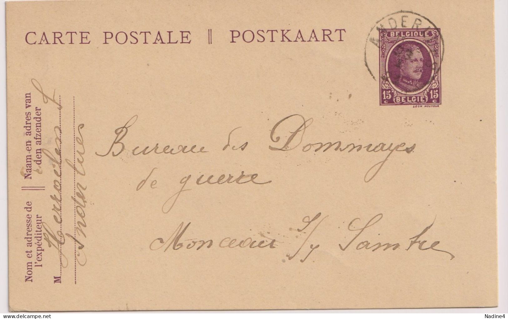 Briefkaart Carte Postale - Herroelen Anderlues à Monceau Sur Sambre - 1923 - Cartes Postales 1909-1934