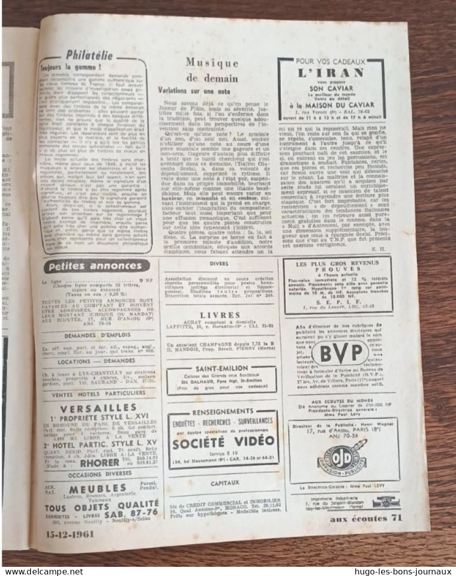 Aux écoutes Du Monde N°1952_15 Décembre 1961_ Garanties Pour 60% Des Français D'Algérie_ Suez Ou Budapest - 1950 - Heute