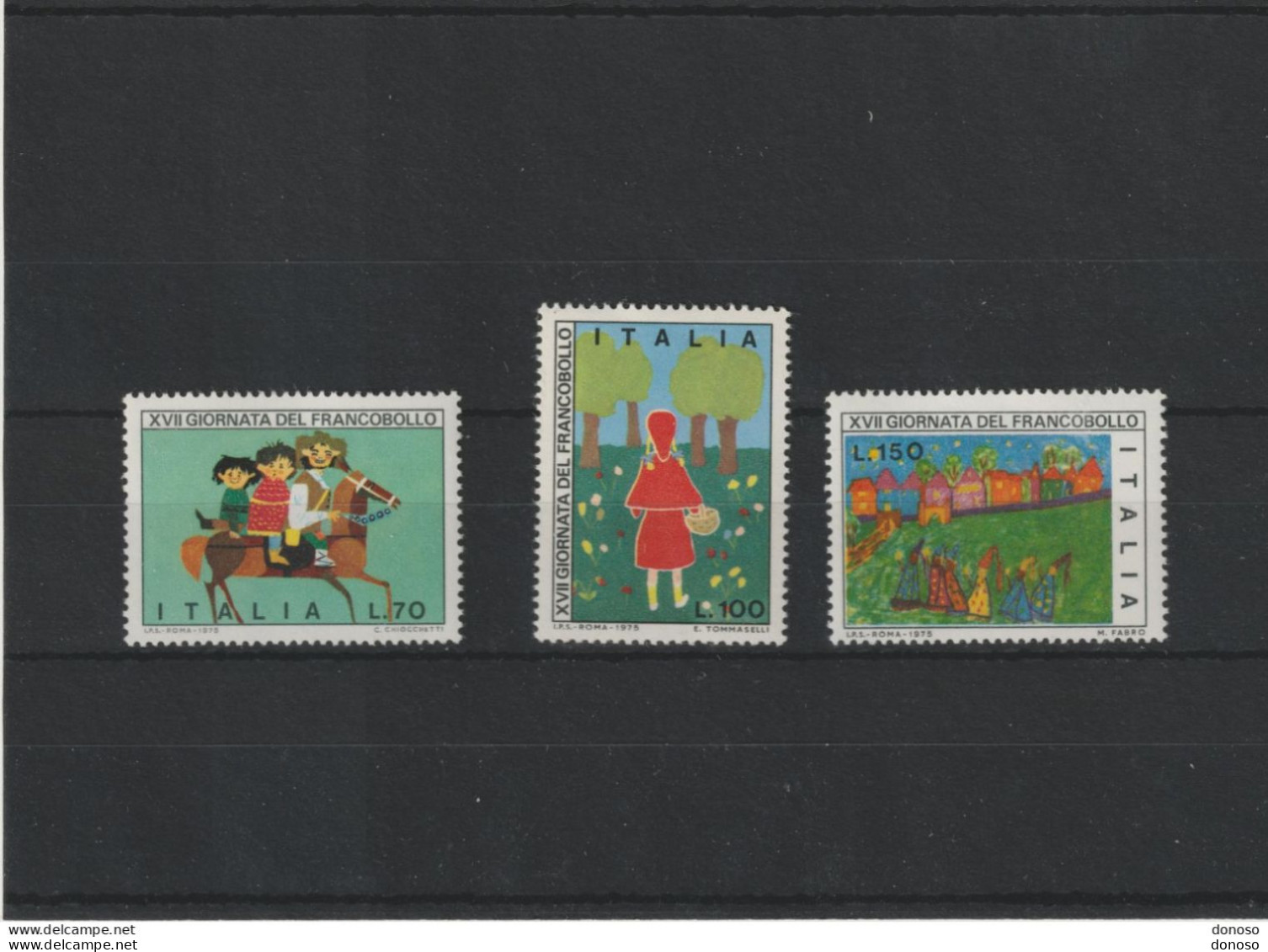 ITALIE 1975 Journée Du Timbre, Dessins D'enfants Yvert 1249-1251, Michel 1516-1518 NEUF** MNH - 1971-80: Ungebraucht