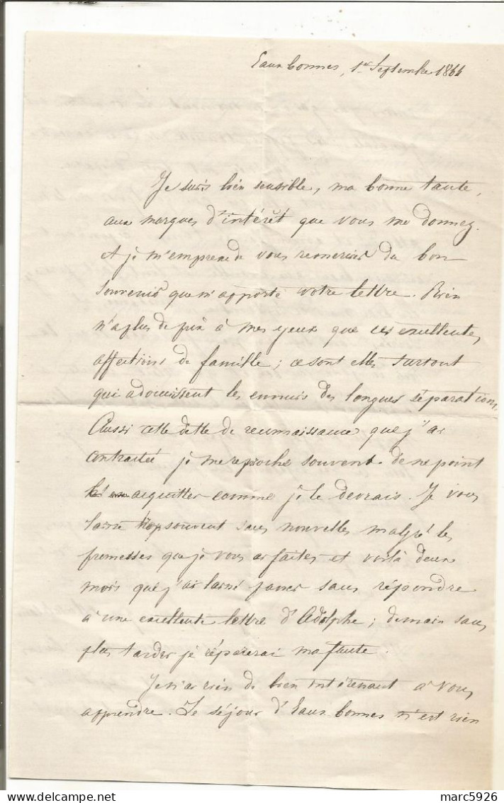 N°1719 ANCIENNE LETTRE DE PURNOT DATE 1864 - Documents Historiques