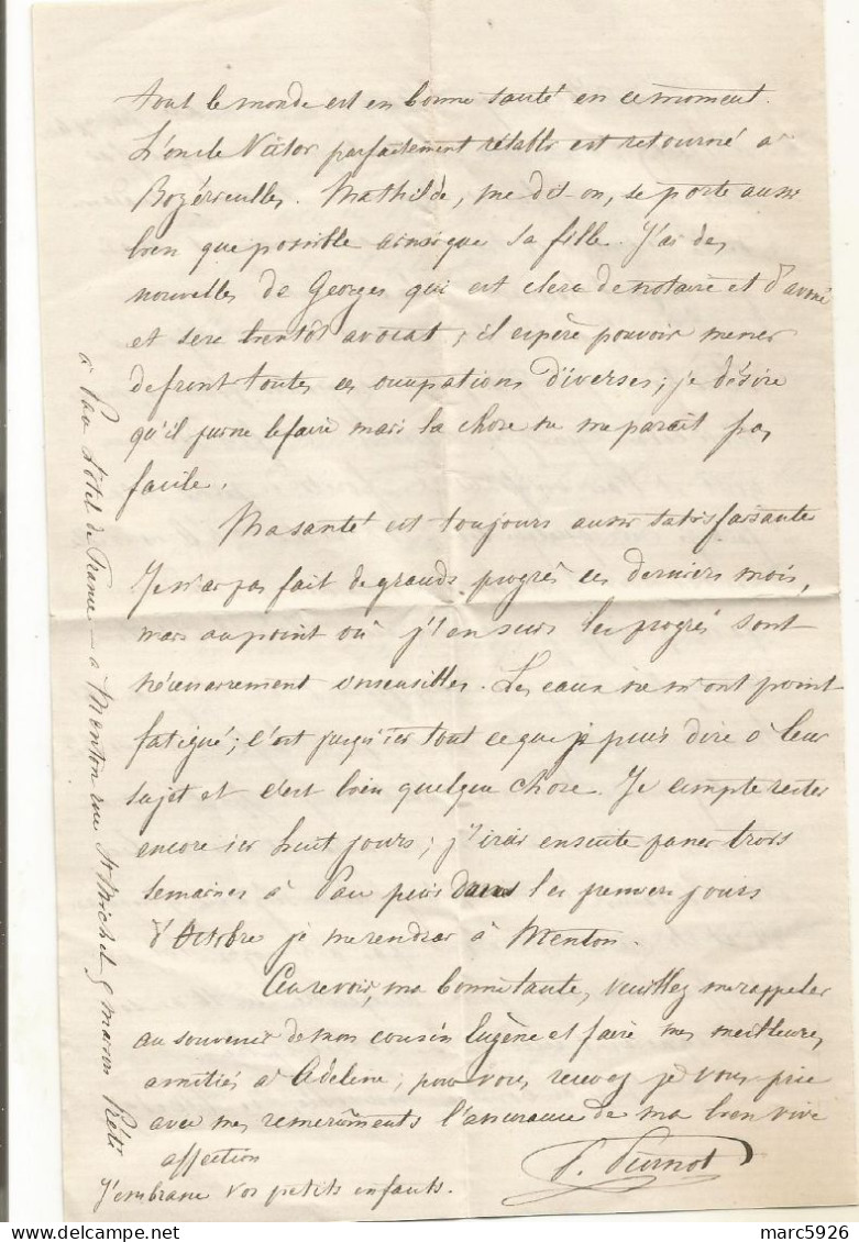 N°1719 ANCIENNE LETTRE DE PURNOT DATE 1864 - Documents Historiques