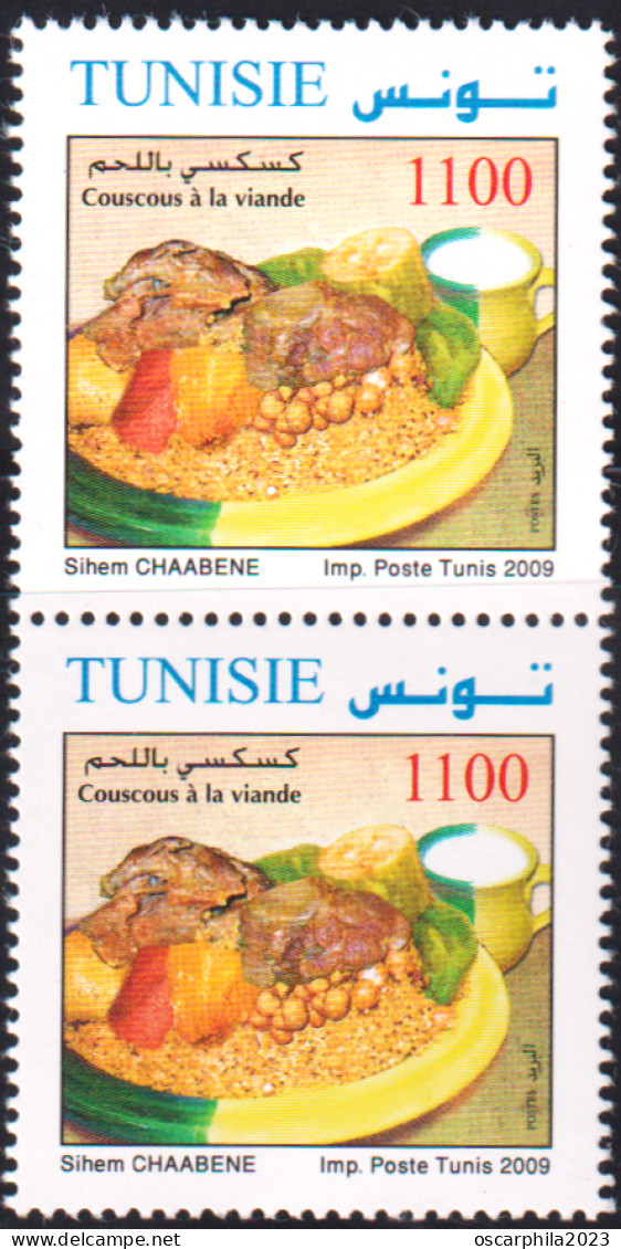 2009- Tunisie - Y&T 1650-  Plats De Tunisie - Couscous à La Viande - En Paire V 2V MNH***** - Tunisie (1956-...)