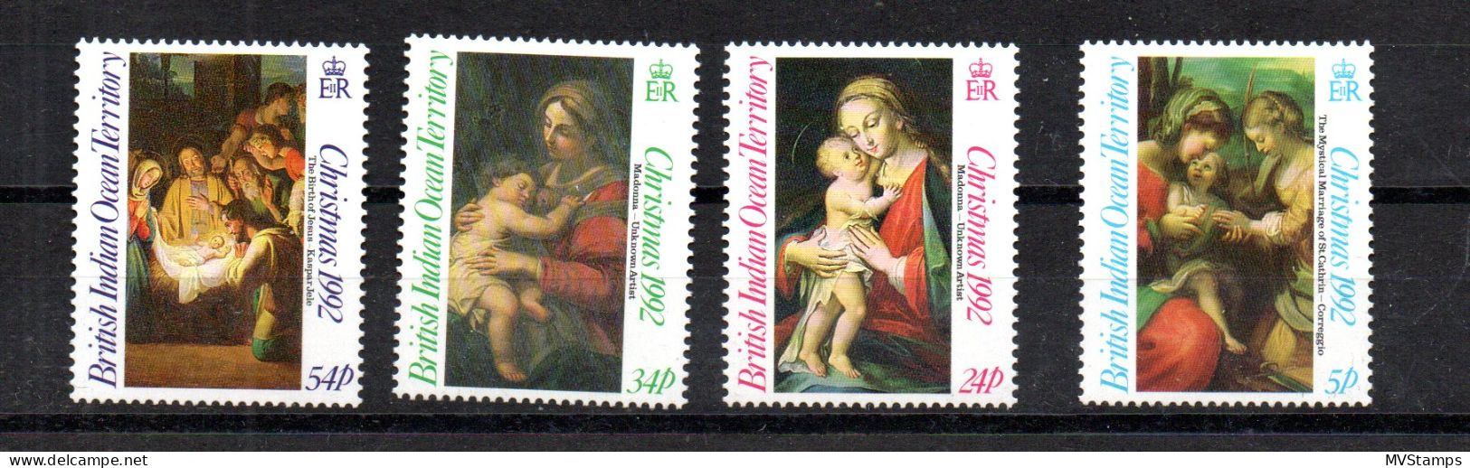 BIOT (Br.Territorium Ind.Ozean) 1992 Satz 128/31 Weihnachten Postfrisch - Territorio Británico Del Océano Índico