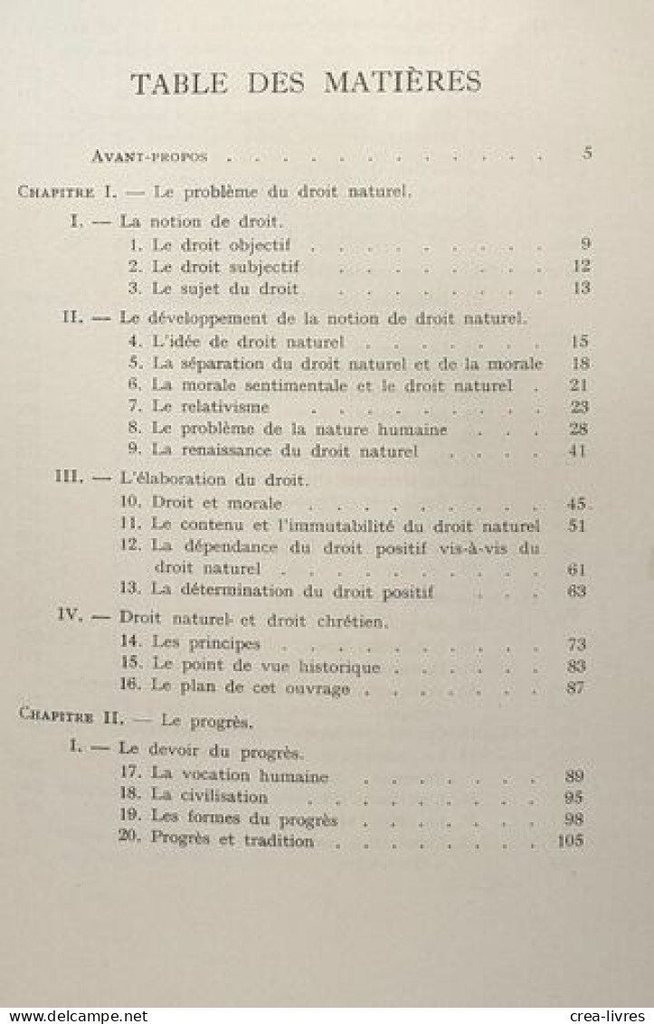 Le Fondement Du Droit Et De La Société - Leçons De Droit Naturel // 4e édition - Recht