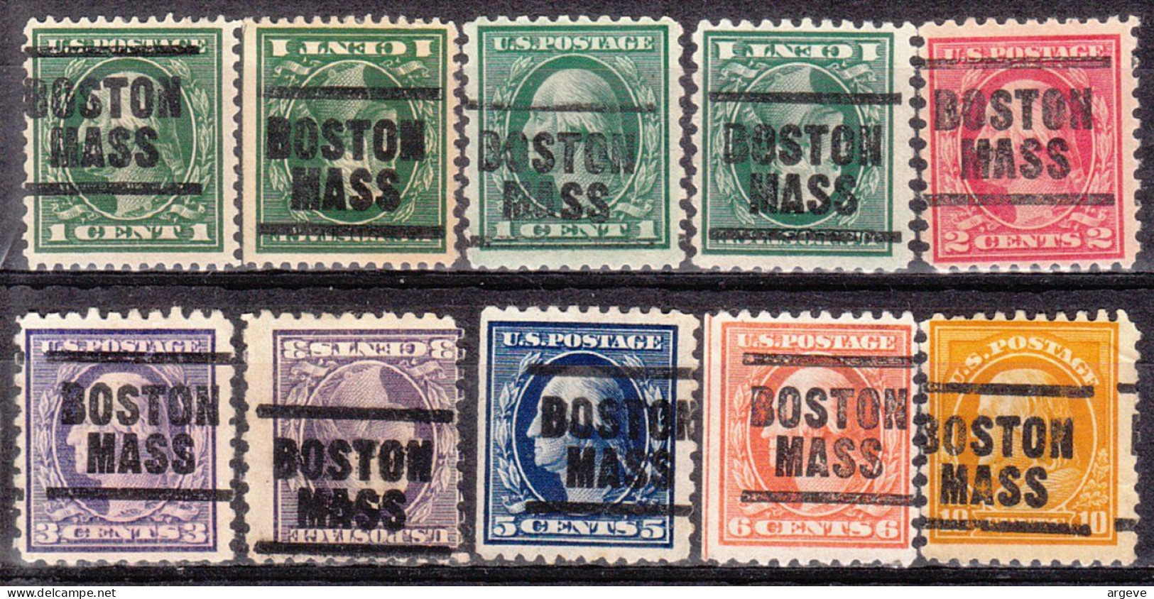 USA Precancel Vorausentwertungen Preo Locals Massachusetts, Boston 203, 10 Diff. Perf. 2 X 12x12, 8 X 10x10 - Préoblitérés