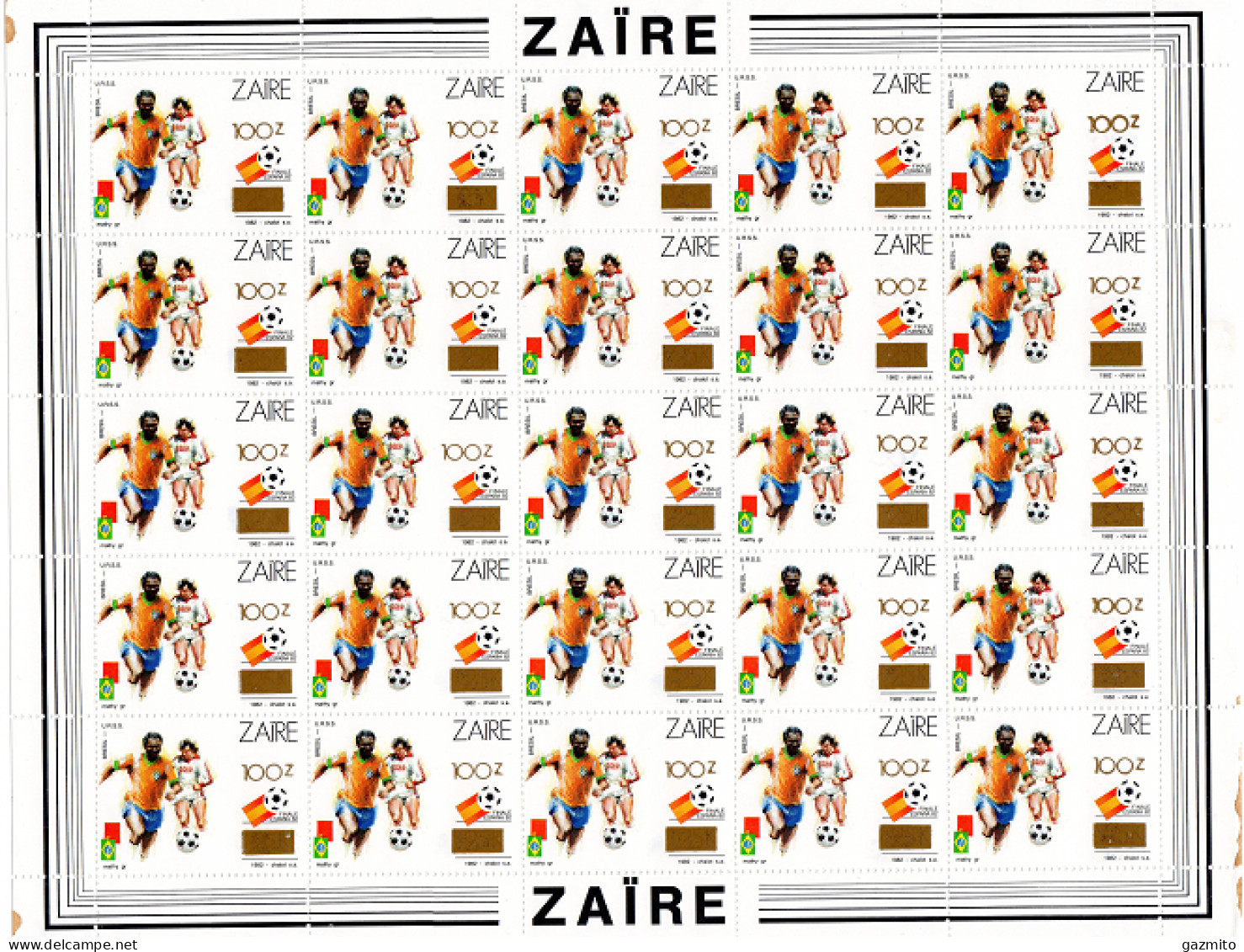 Zaire 1990, Football World Cup In Spain Argentina - Hungary, Overp. Gold, Sheetlet - Nuevos