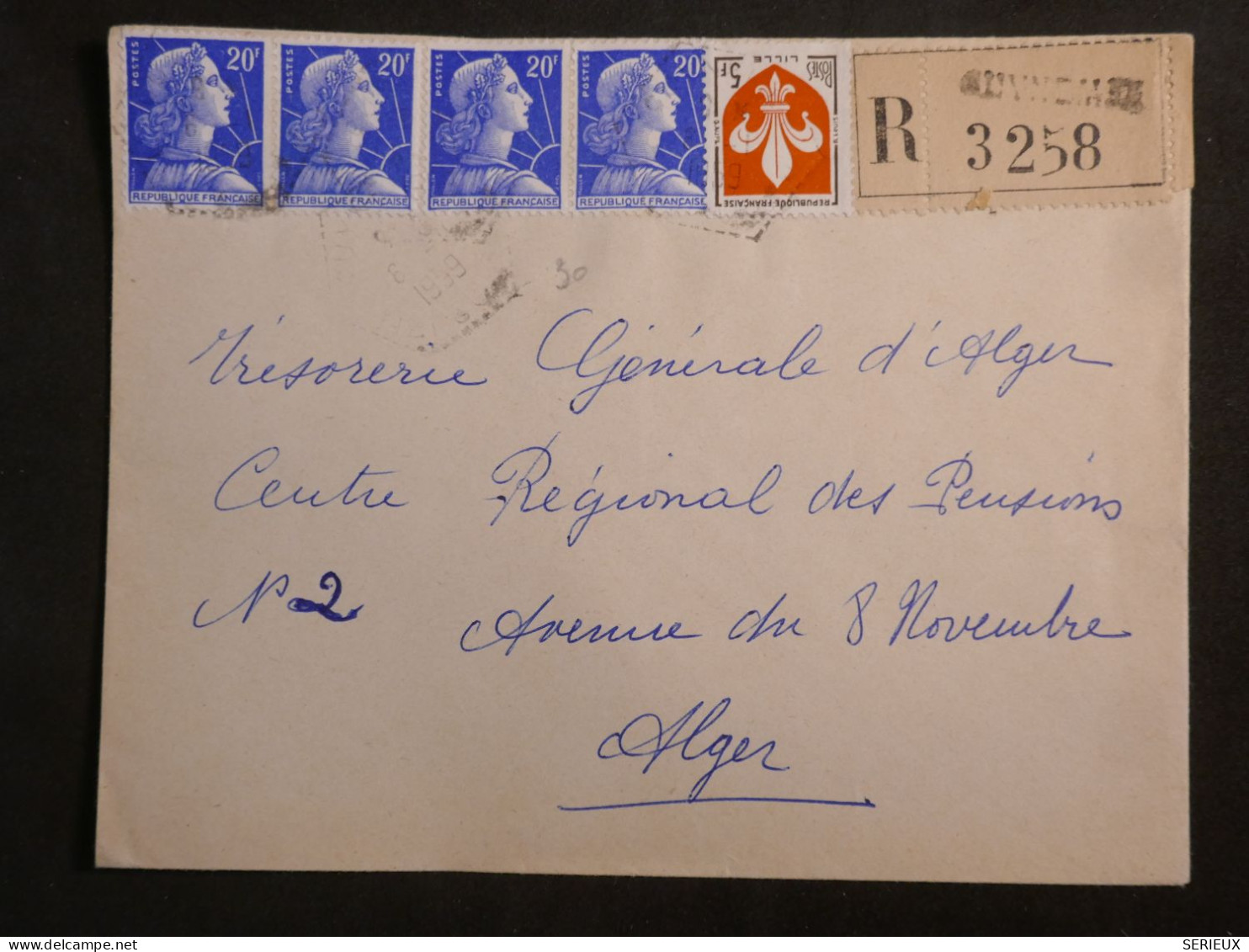 DL0  ALGERIE BELLE LETTRE RECO 1941  TIZI OUZOU A ALGER  +AFF.  INTERESSANT+ + - Lettres & Documents