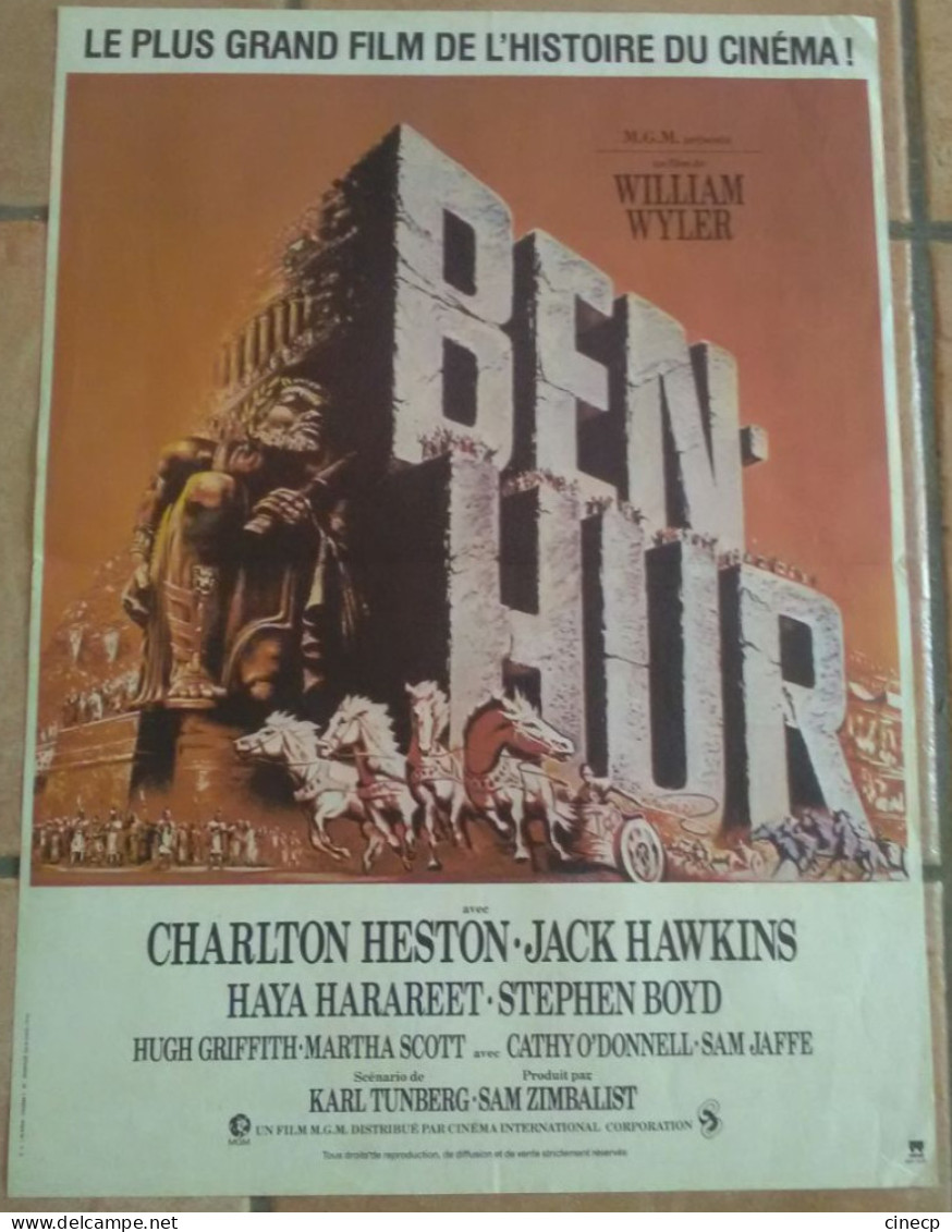 AFFICHE CINEMA FILM BEN HUR BEN-HUR Charlton HESTON HAWKINS William WYLER 1959 TBE ROME ANTIQUE Ressortie - Plakate & Poster