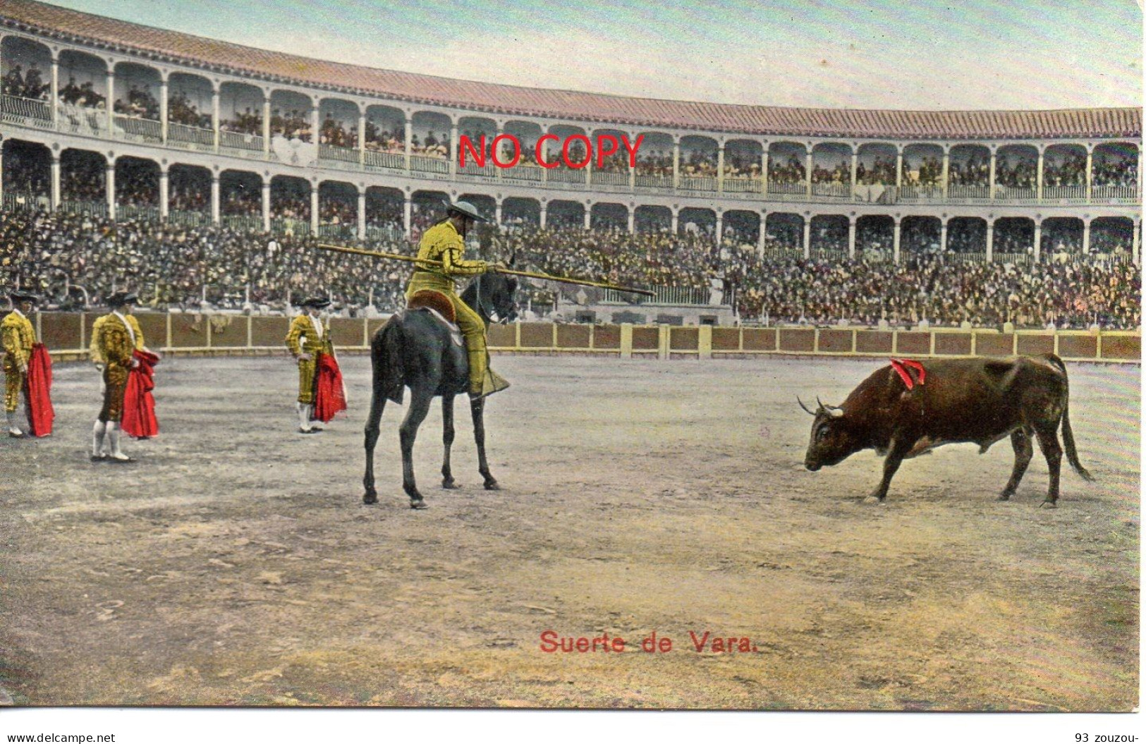 CPA Colorisée  Brillante. Corrida. SPAIN ESPAGNE , Suerte De Vara.   - Taureau. Carte Vierge Série N° 3 - Andere & Zonder Classificatie