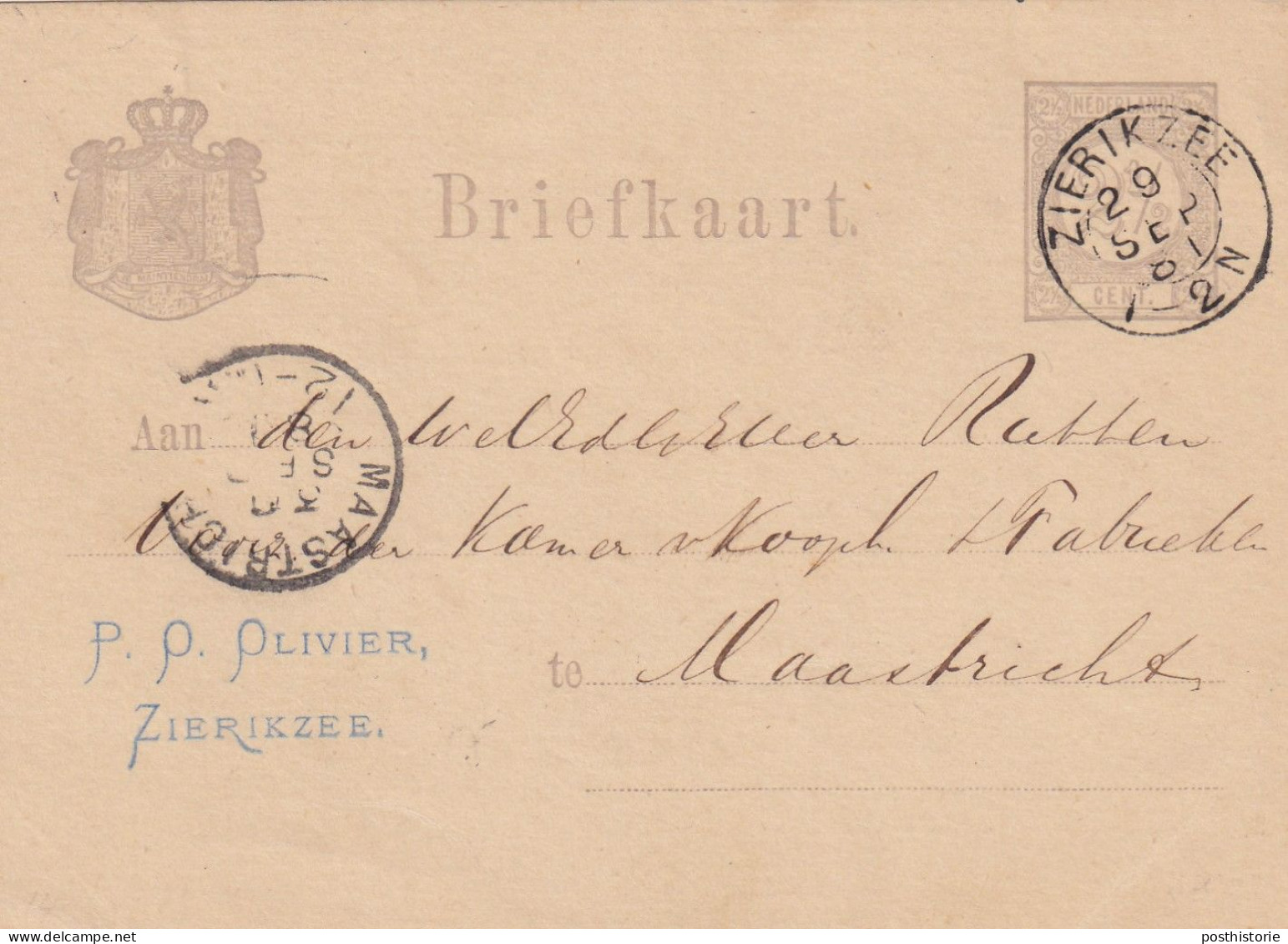 Briefkaart (grijs Type Wijde Arcering) 28 Sep 1881 Zierikzee (kleinrond) Met Firmastempel - Poststempel