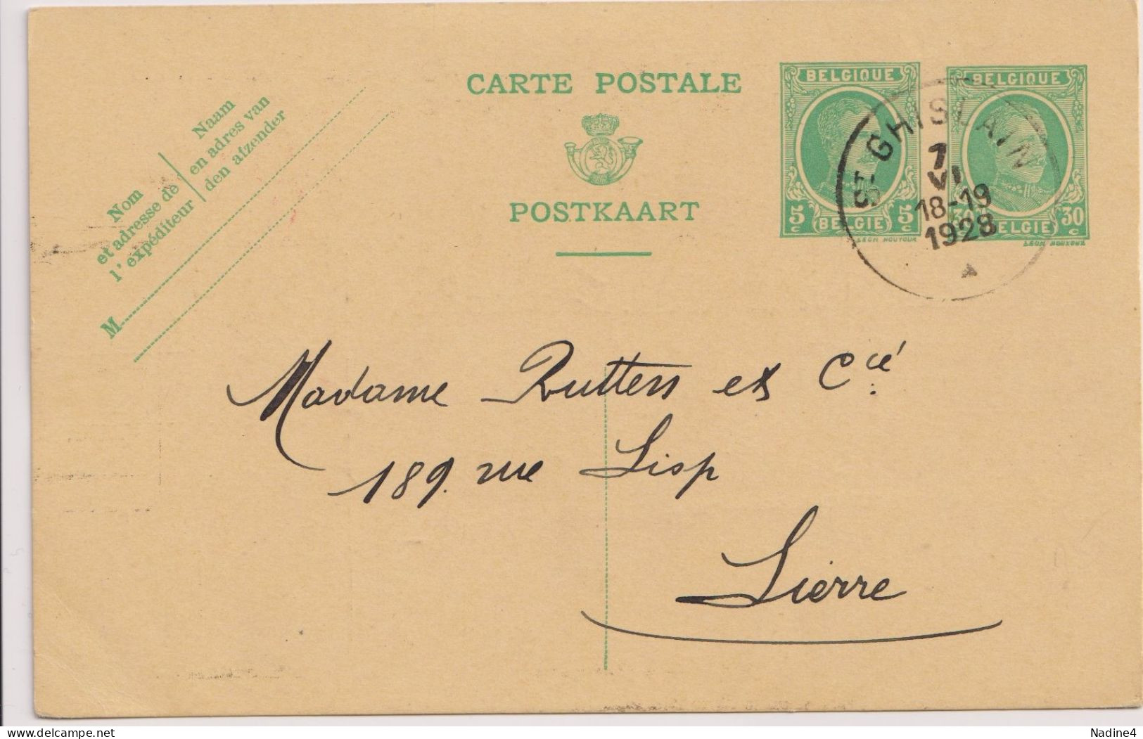 Briefkaart Carte Postale - Charbonnages Du Hainaut à Lier - 1928 Stempel St Ghislain - Tarjetas 1909-1934
