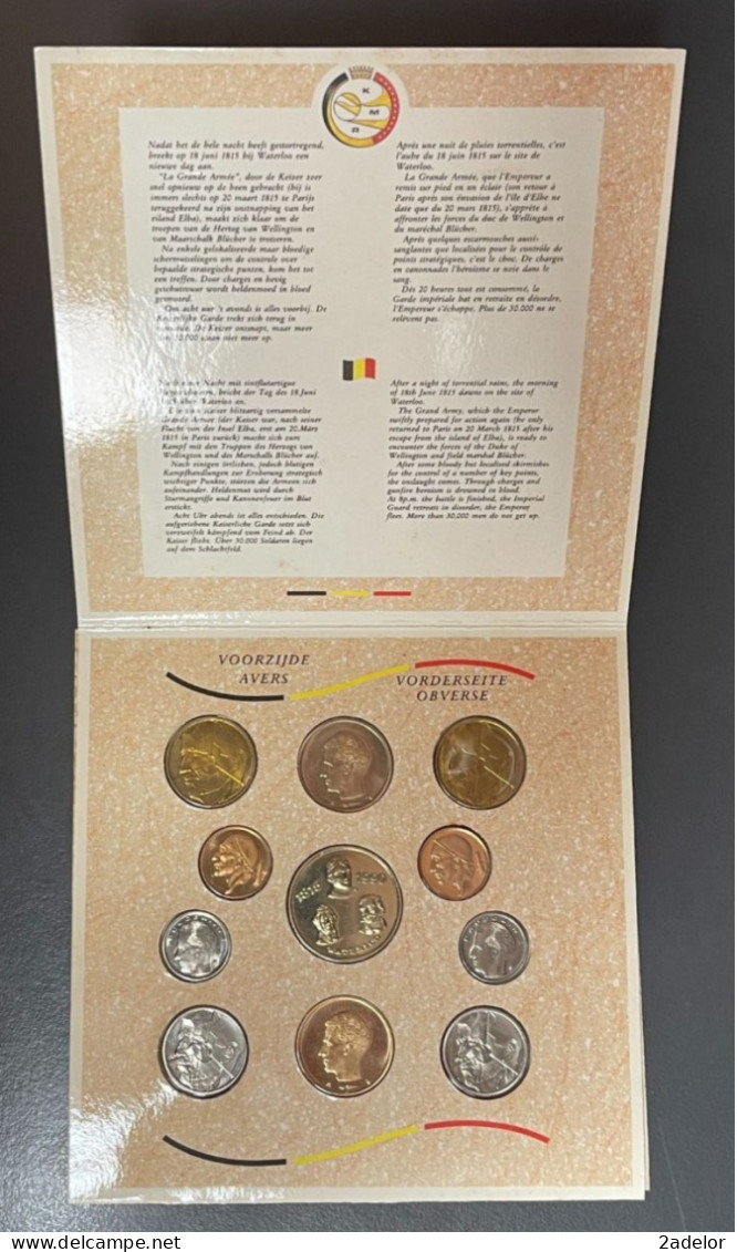 Beau Coffret Du Royaume De Belgique, Fleurs De Coins 1990 Commémoratif Waterloo - Colecciones